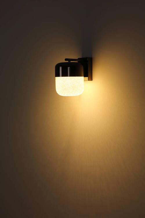 LED-Wandleuchte Cristallica Graphitfarben max. 10 Watt - Klar/Graphitfarben, Design, Glas/Metall (15/21/19cm) - Globo
