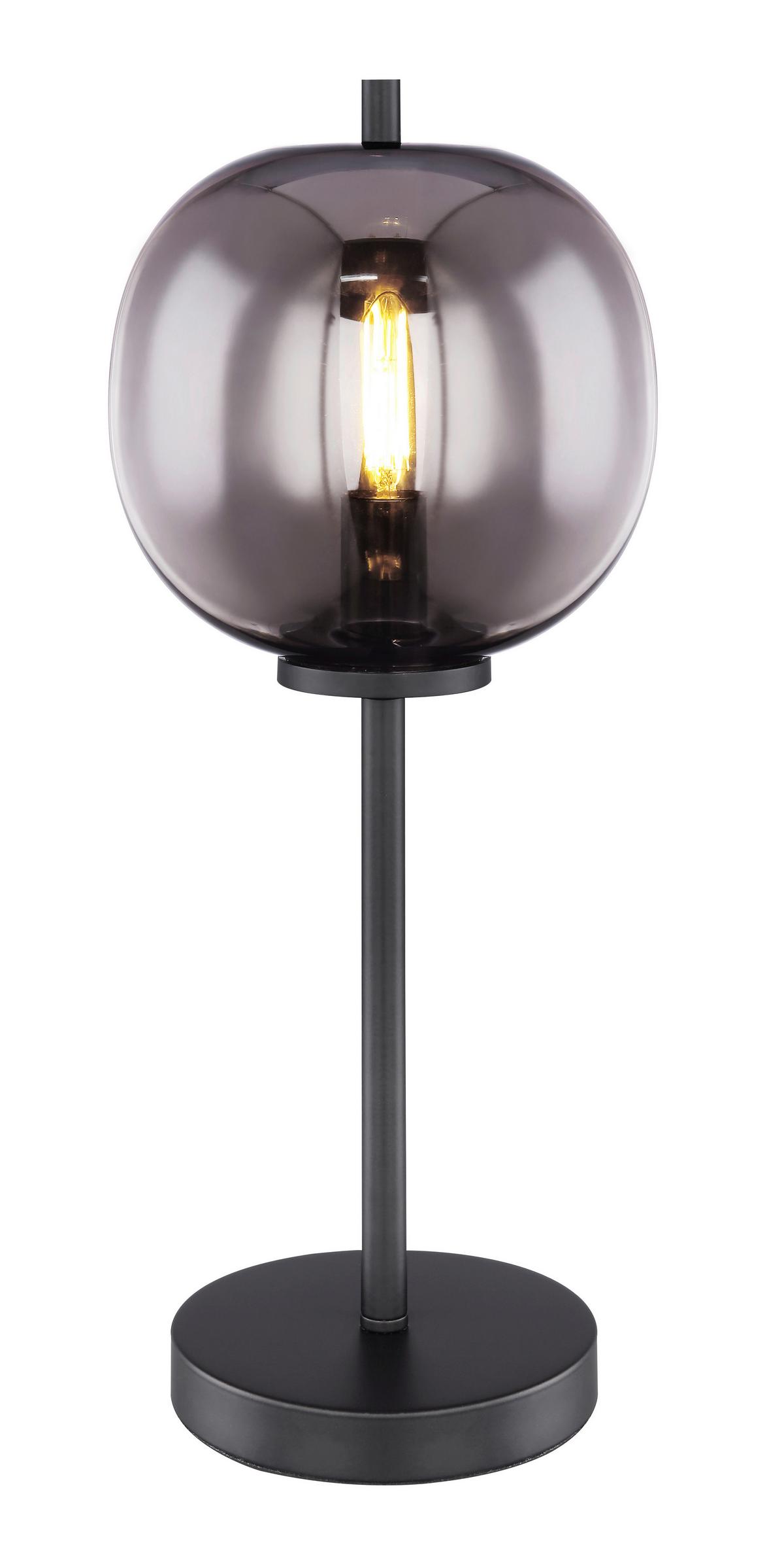 Tischleuchte Blacky in Grau max. 40 Watt - Schwarz/Grau, MODERN, Glas/Metall (18,5/45cm)
