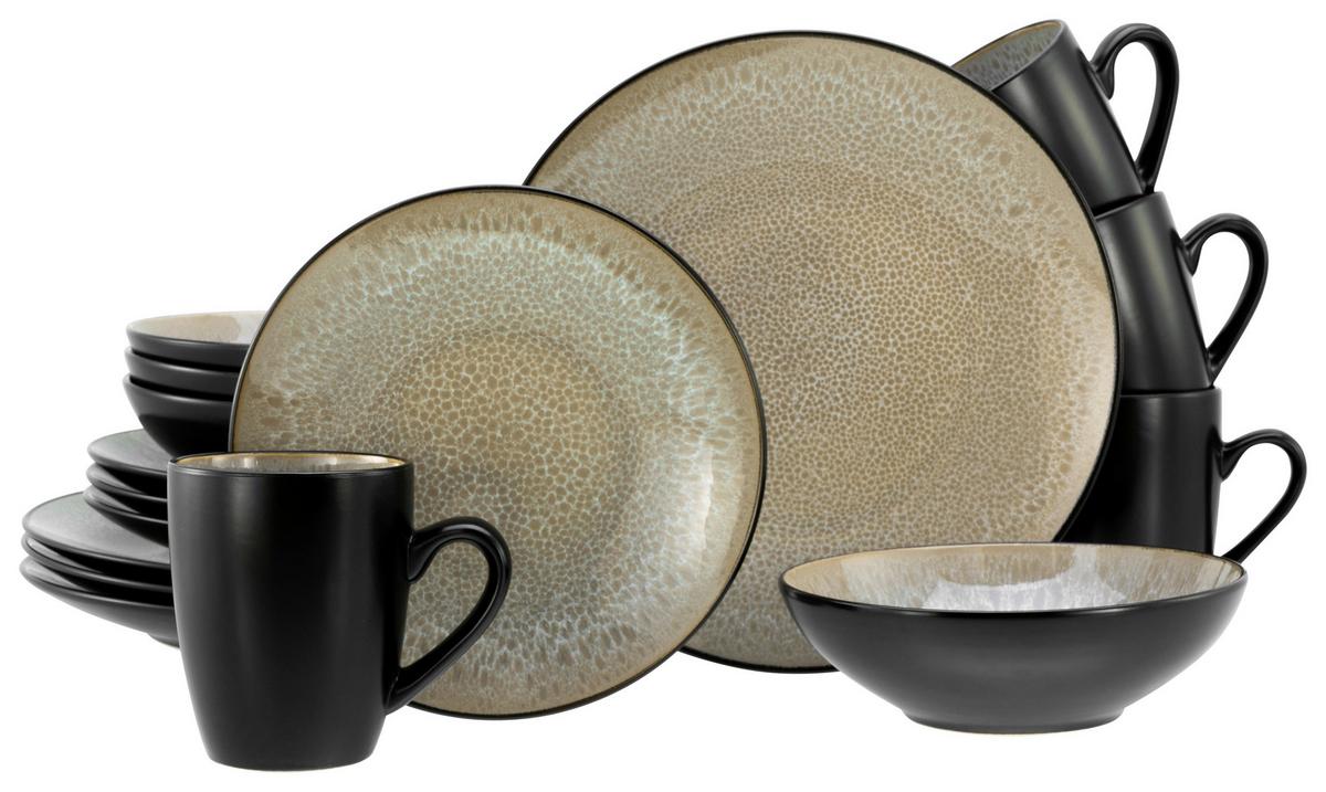 Kombinirani Servis Malmö, 16-Delni - črna/bež, Basics, keramika - Creatable