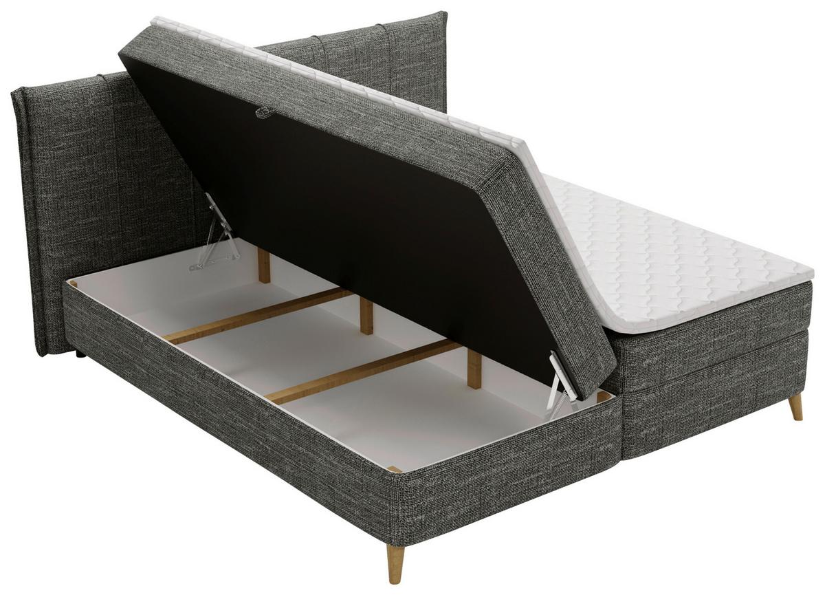 Boxbett Veloria Anthrazit ca. 180x200cm - Anthrazit/Schwarz, KONVENTIONELL, Textil/Metall (180/200cm) - Based