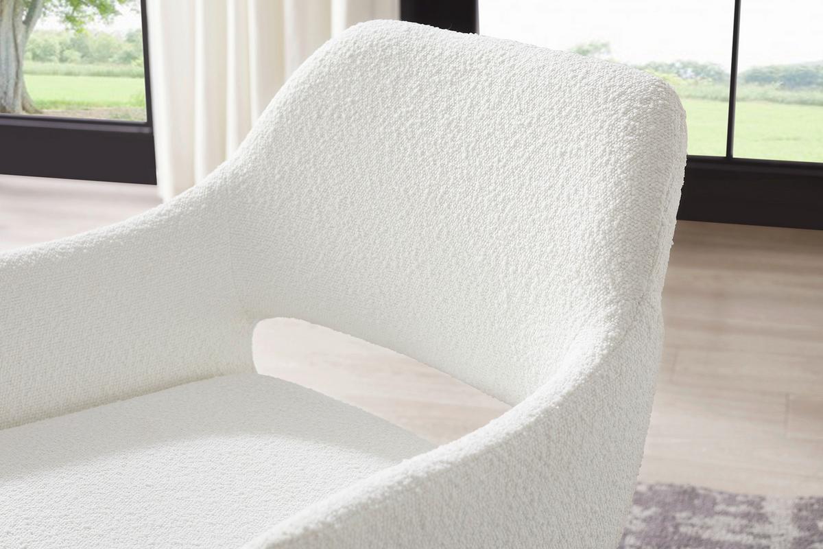 Naslanjač Bouclé, Bela - črna/bela, Moderno, kovina/tekstil (63,5/82,5/59cm) - Livetastic