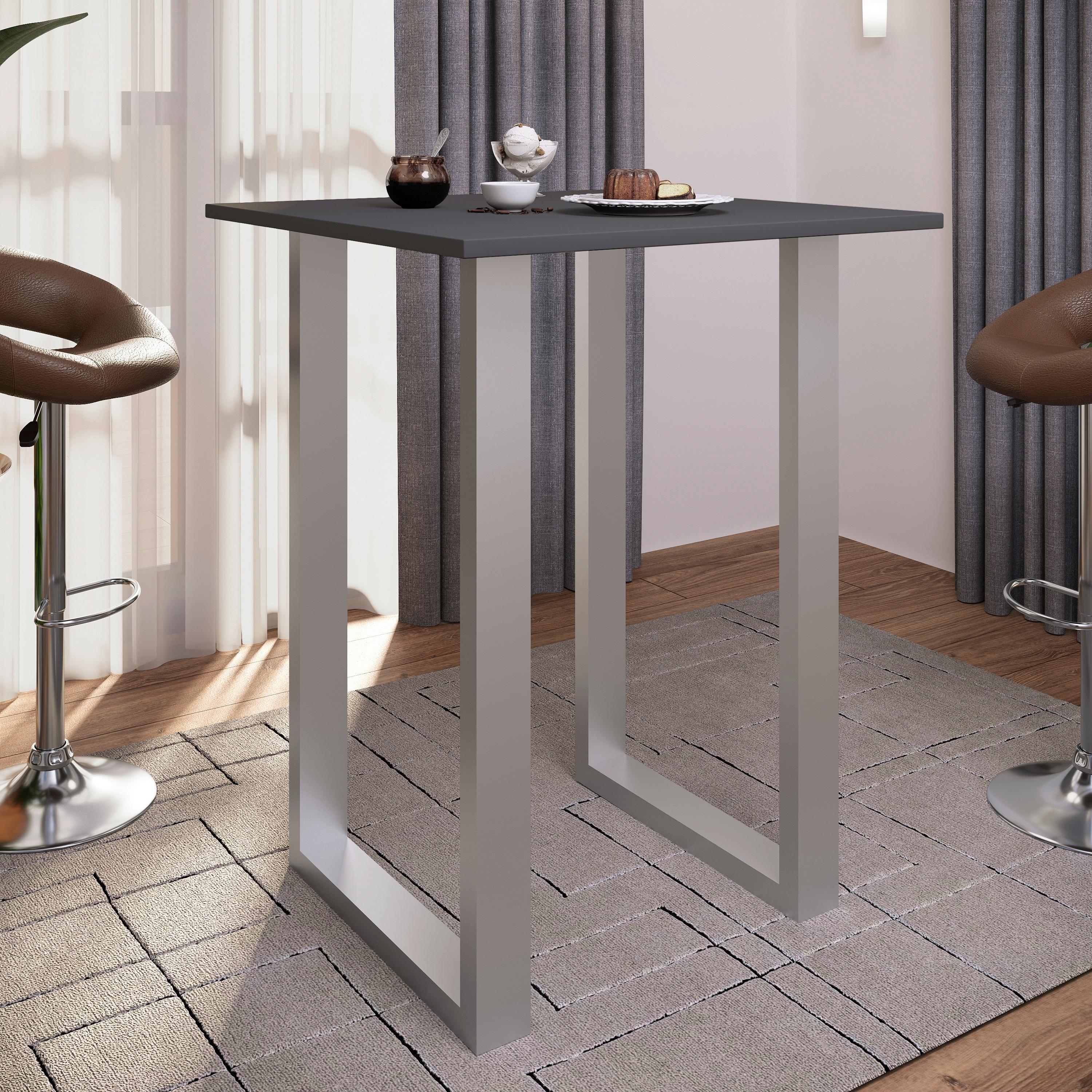 BARTISCH XONA B 80X80 - Anthrazit/Silberfarben, Konventionell, Holzwerkstoff/Metall (80/102/80cm)