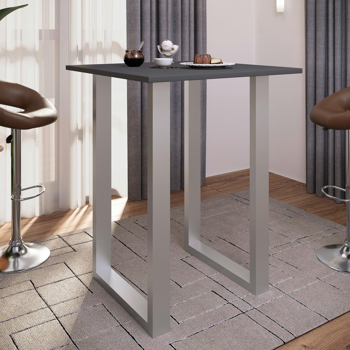 BARTISCH XONA B 80X80 - Anthrazit/Silberfarben, Konventionell, Holzwerkstoff/Metall (80/102/80cm)