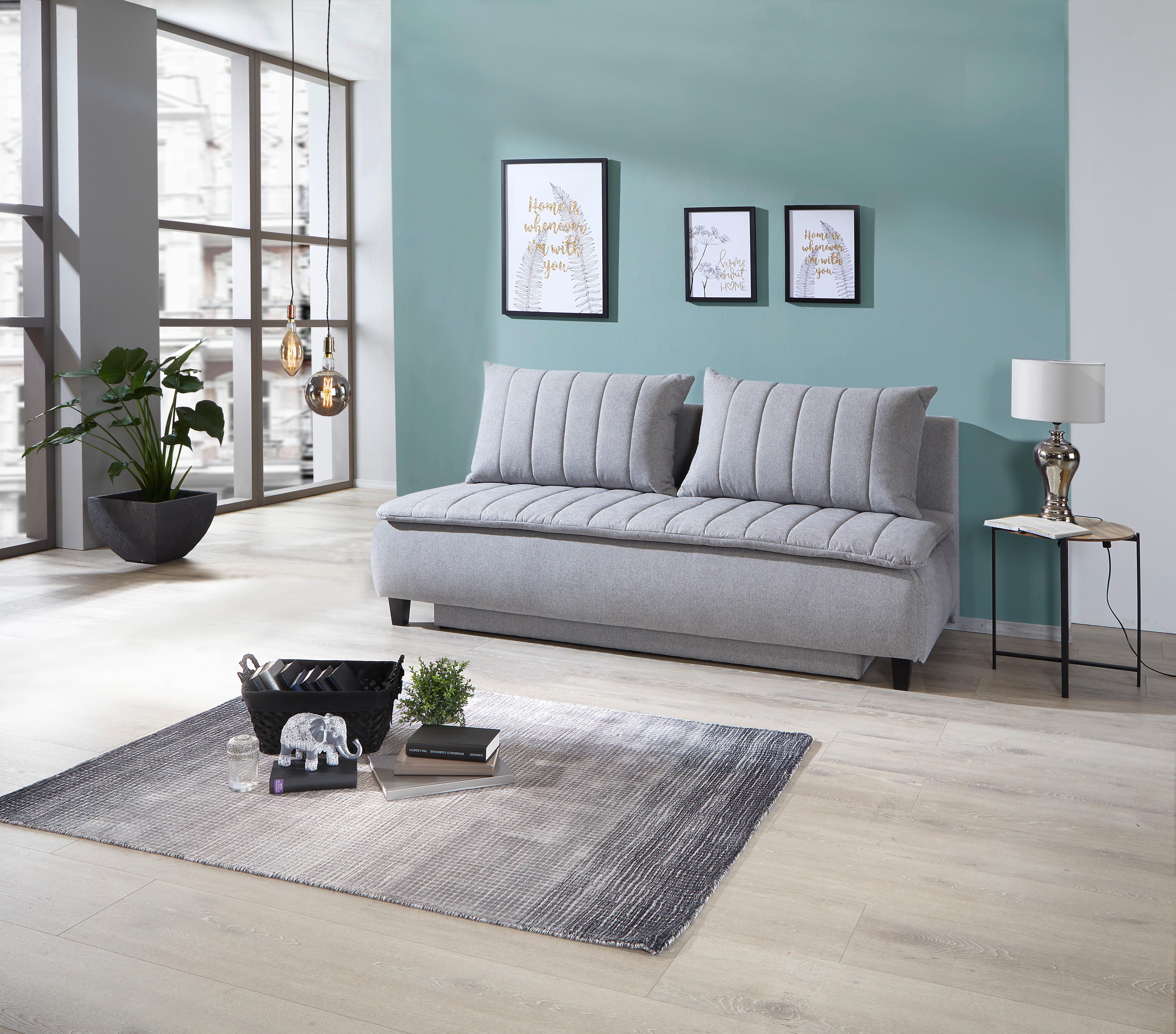 Canapea Boxspring Marino - gri deschis, Modern, textil (208/102/96cm) - Premium Living