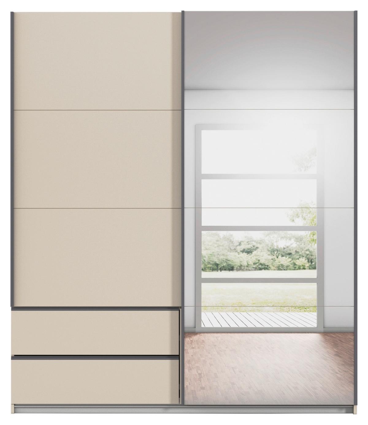 Schwebetürenschrank Elara Champagnerfarben - Champagner, KONVENTIONELL, Holzwerkstoff/Metall (181/210/62cm) - Premium Living