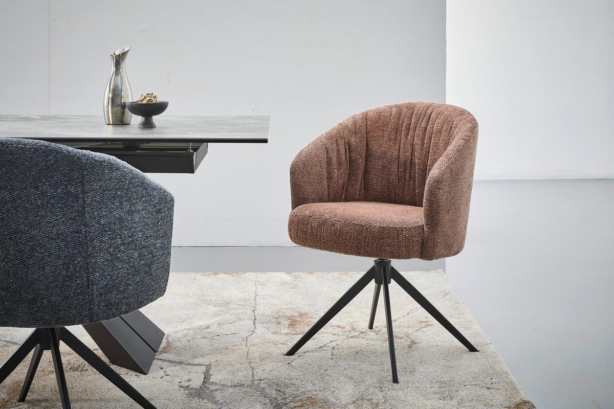 KRZESŁO Z PODŁOKIETNIKAMI CRESPA -EXKLUSIV- - czarny/koniak, Design, metal/tkanina (63/81,5/62,5cm) - Dieter Knoll