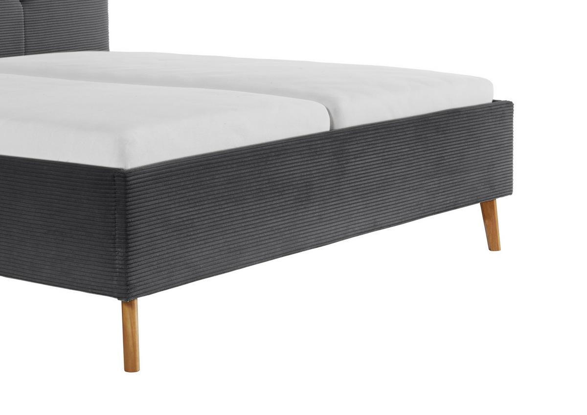 Polsterbett Meila Grau ca. 180x200cm - Eichefarben/Grau, KONVENTIONELL, Holz/Textil (180/200cm) - Premium Living