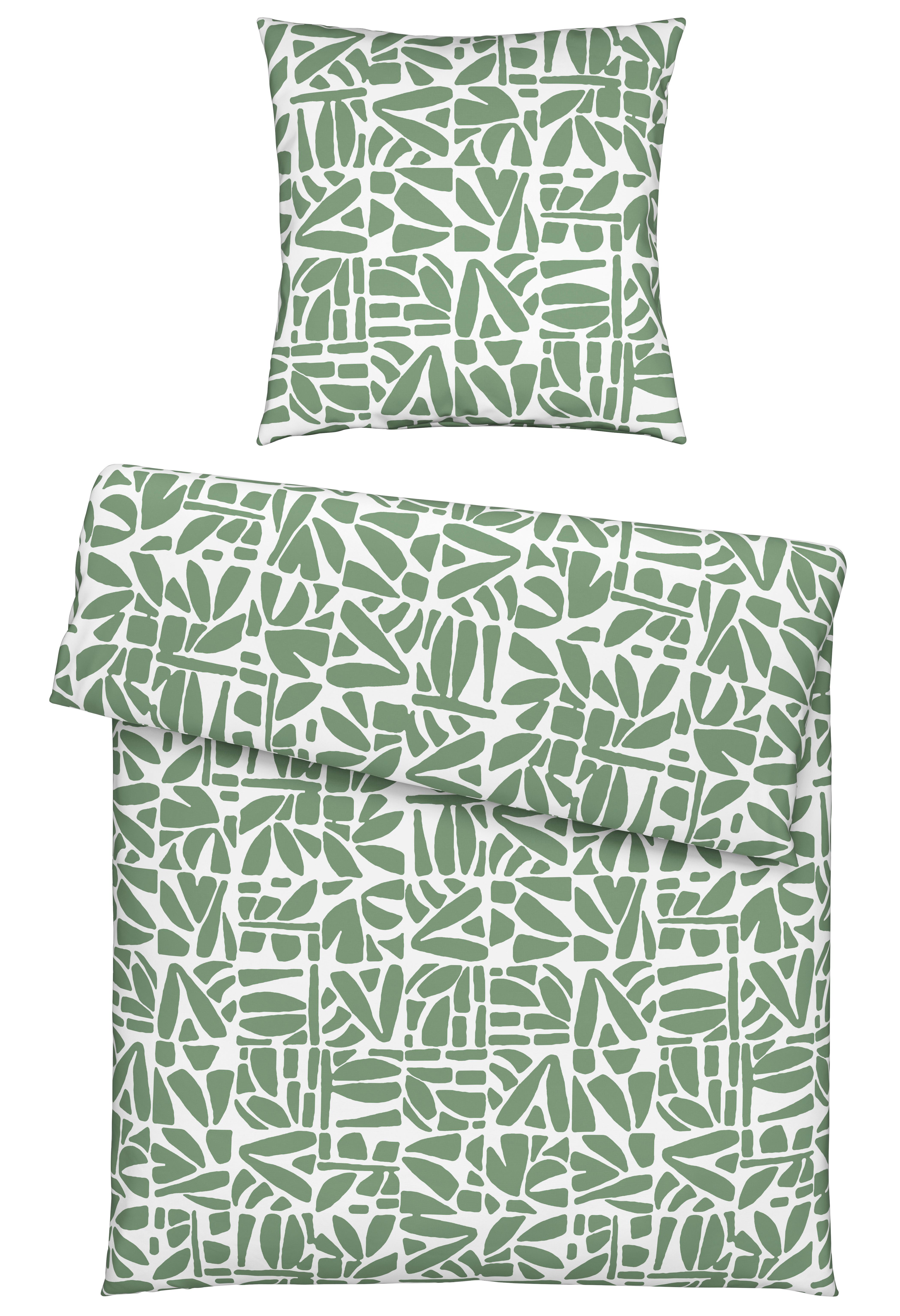 Bettwäsche Britta Grün/Weiß ca. 135x200cm - Weiß/Grün, MODERN, Textil (135/200cm) - Mömax