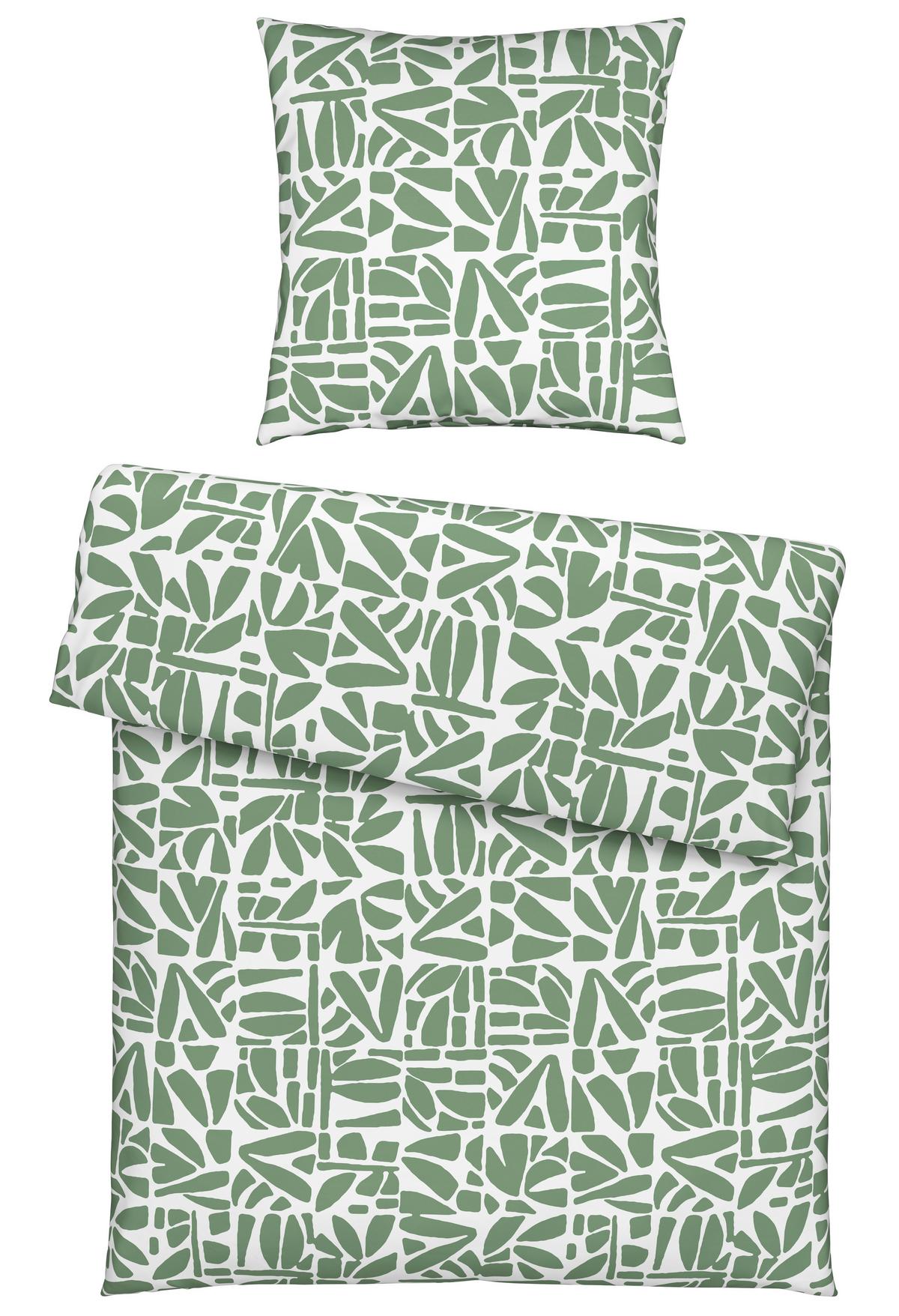 Bettwäsche Britta Grün/Weiß ca. 135x200cm - Weiß/Grün, MODERN, Textil (135/200cm) - Mömax