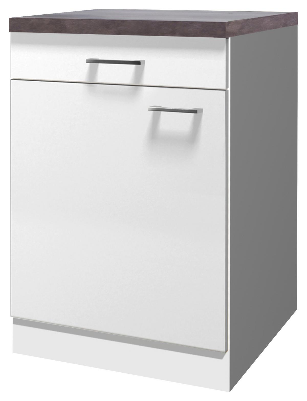 Kuhinjska Spodnja Omarica Lucca, Bela, Rjava - bela/barve aluminija, Konvencionalno, umetna masa/leseni material (60/85/60cm) - FlexWell