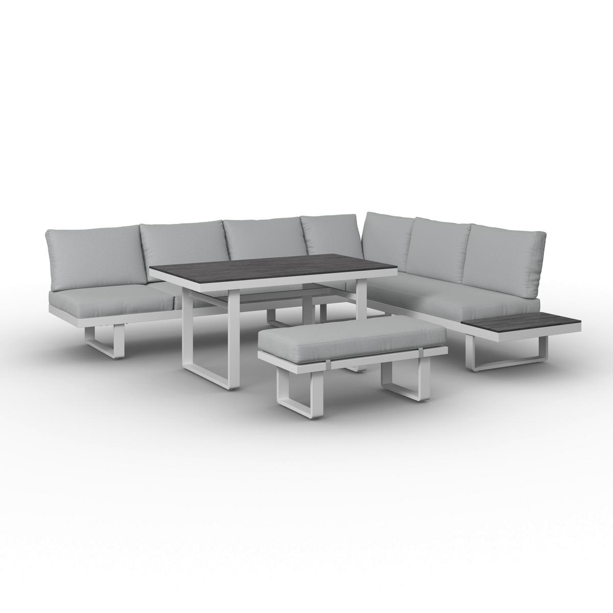Dining-Loungeset Leandra Hellg Outdoorstoff/Metall/Polywood - Dunkelgrau/Hellgrau, MODERN, Kunststoff/Textil - Bessagi Garden