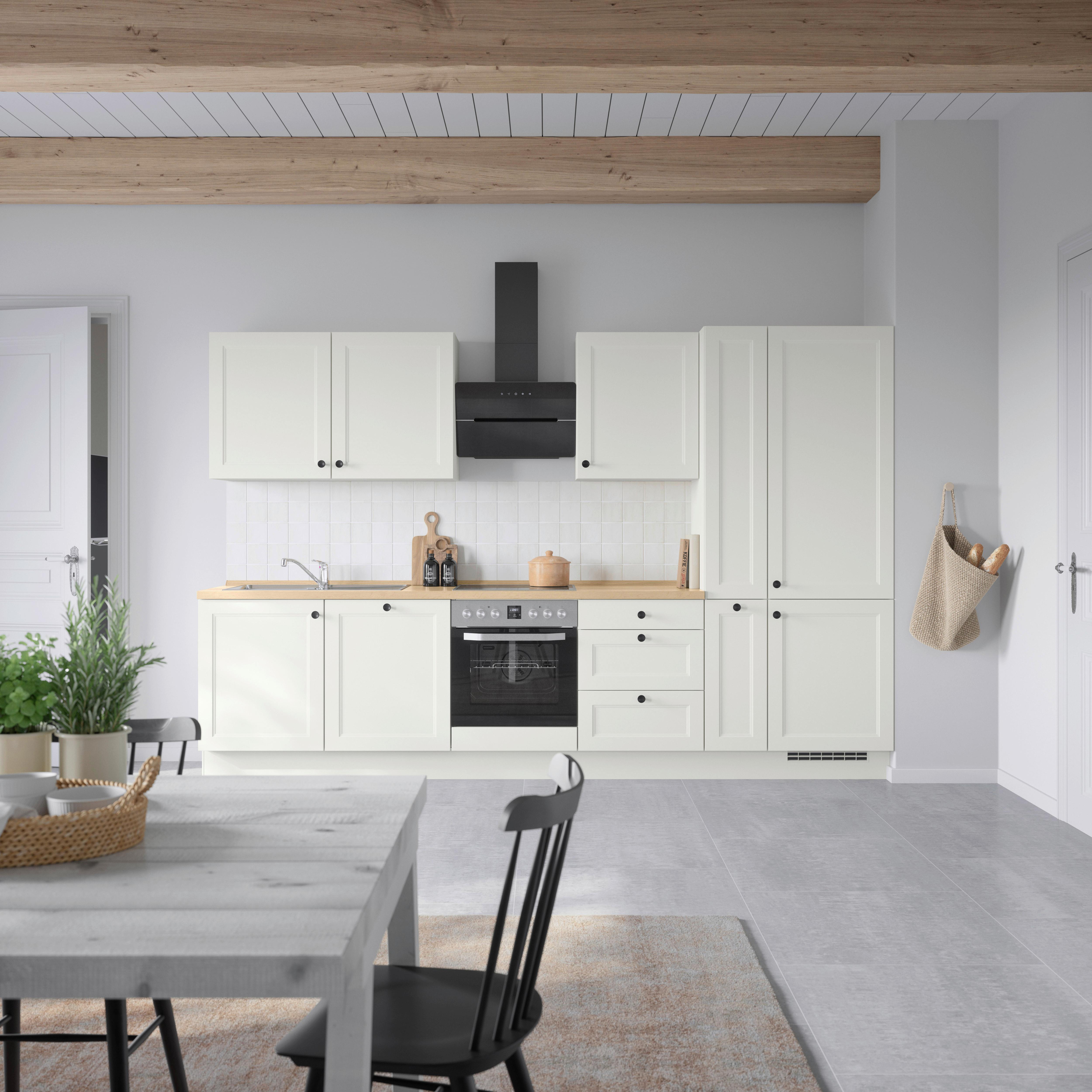 Küchenblock Cascada High m. Geräten Weiß - Eichefarben/Schwarz, MODERN, Holzwerkstoff/Metall (330cm) - Nobilia