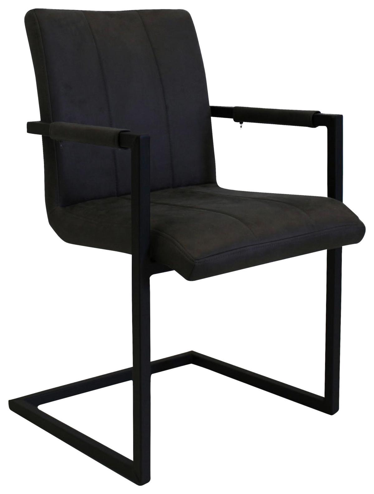 Armlehnstuhl-Set Brandon 2er- Set ca. 54x85 cm Anthrazit - Anthrazit/Schwarz, KONVENTIONELL, Textil/Metall (54/85/61cm) - MID.YOU