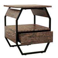 Nachttisch Aulari S - Eichefarben/Schwarz, Modern, Holzwerkstoff/Metall (40/50/40cm) - MID.YOU