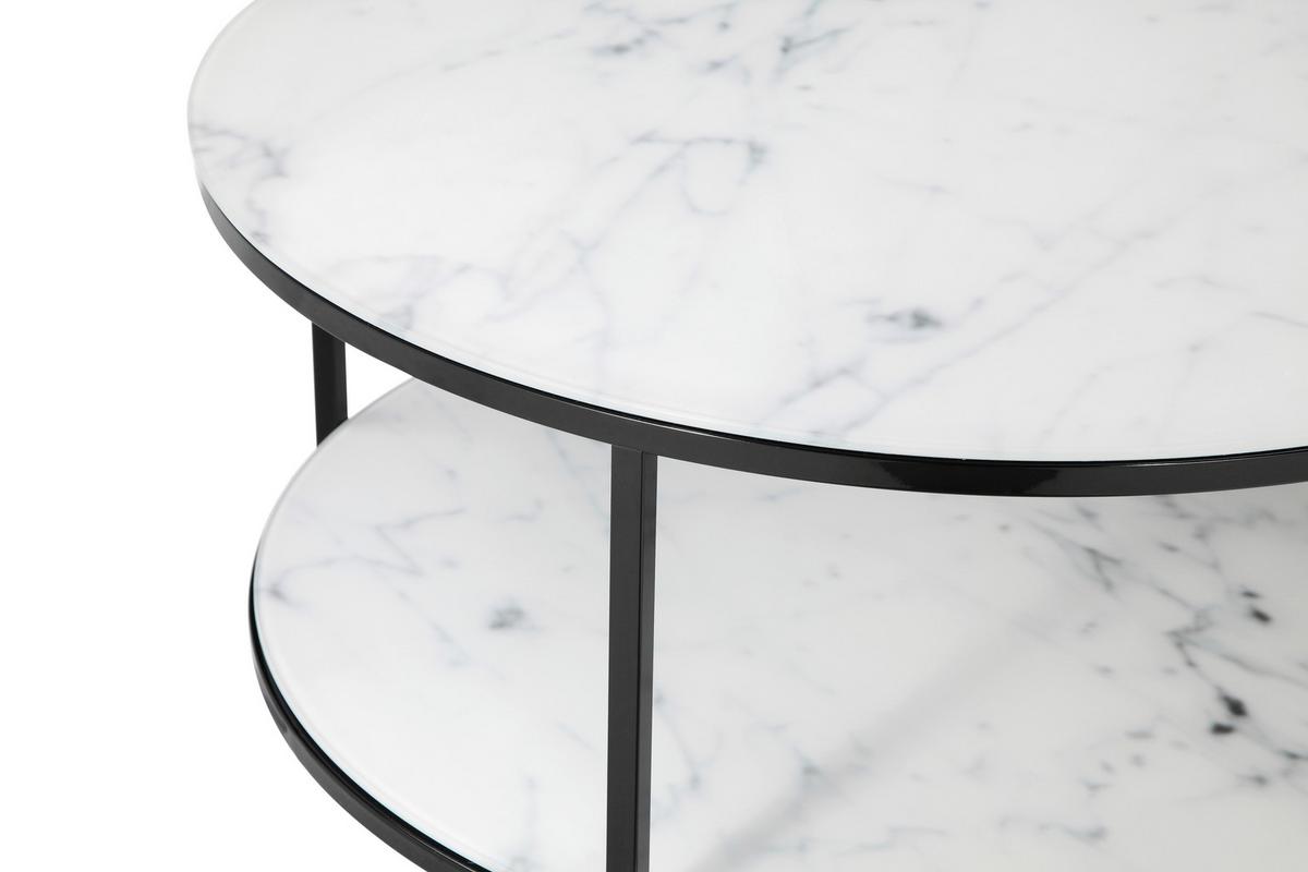 Klubska Miza Marble, Bela, Črna - črna/bela, Design, kovina/steklo (80/45cm) - Livetastic