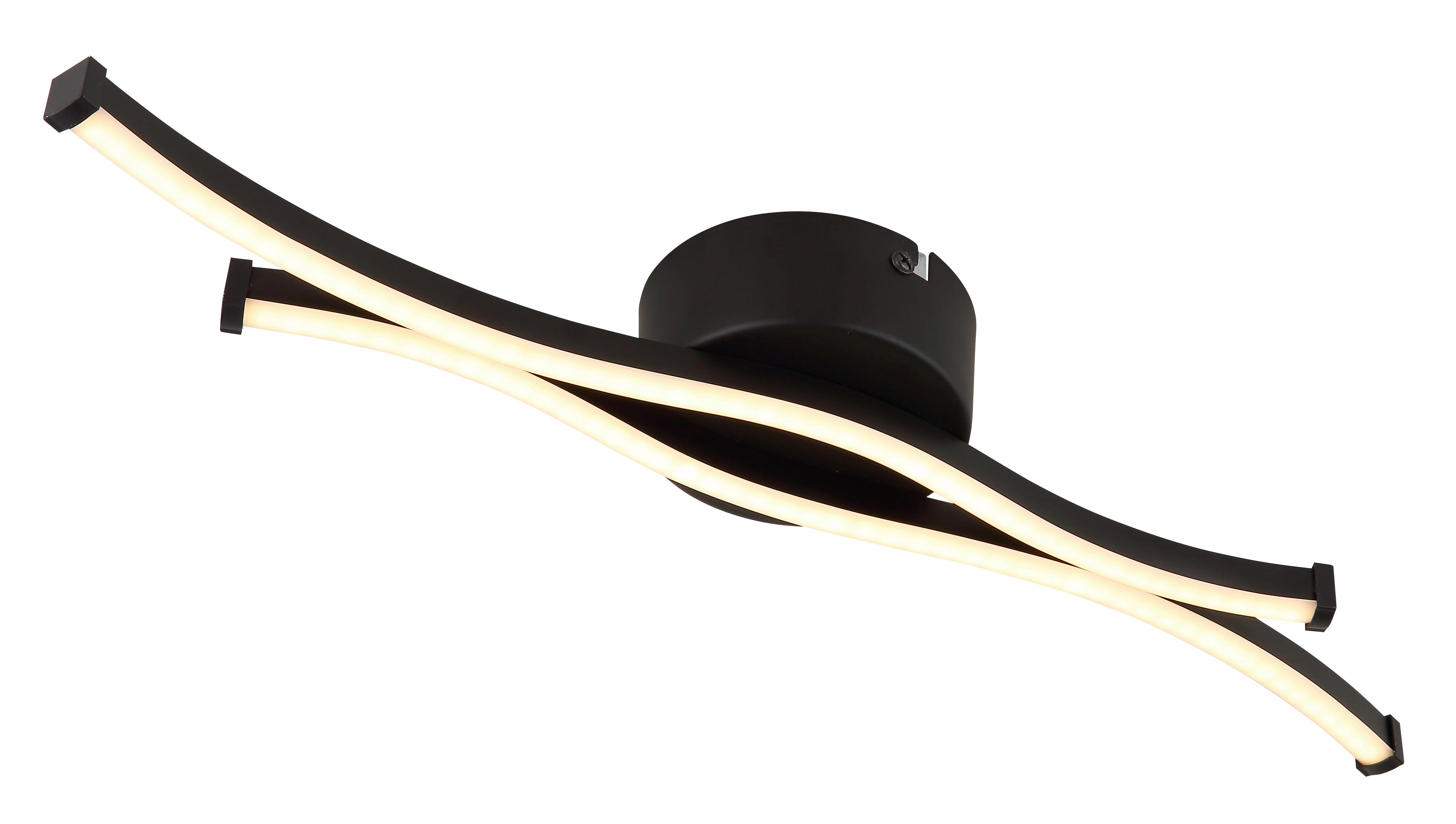 LED-DECKENLEUCHTE 67336-12 - Opal/Schwarz, Design, Kunststoff/Metall (47,6/10/5,6cm) - Globo
