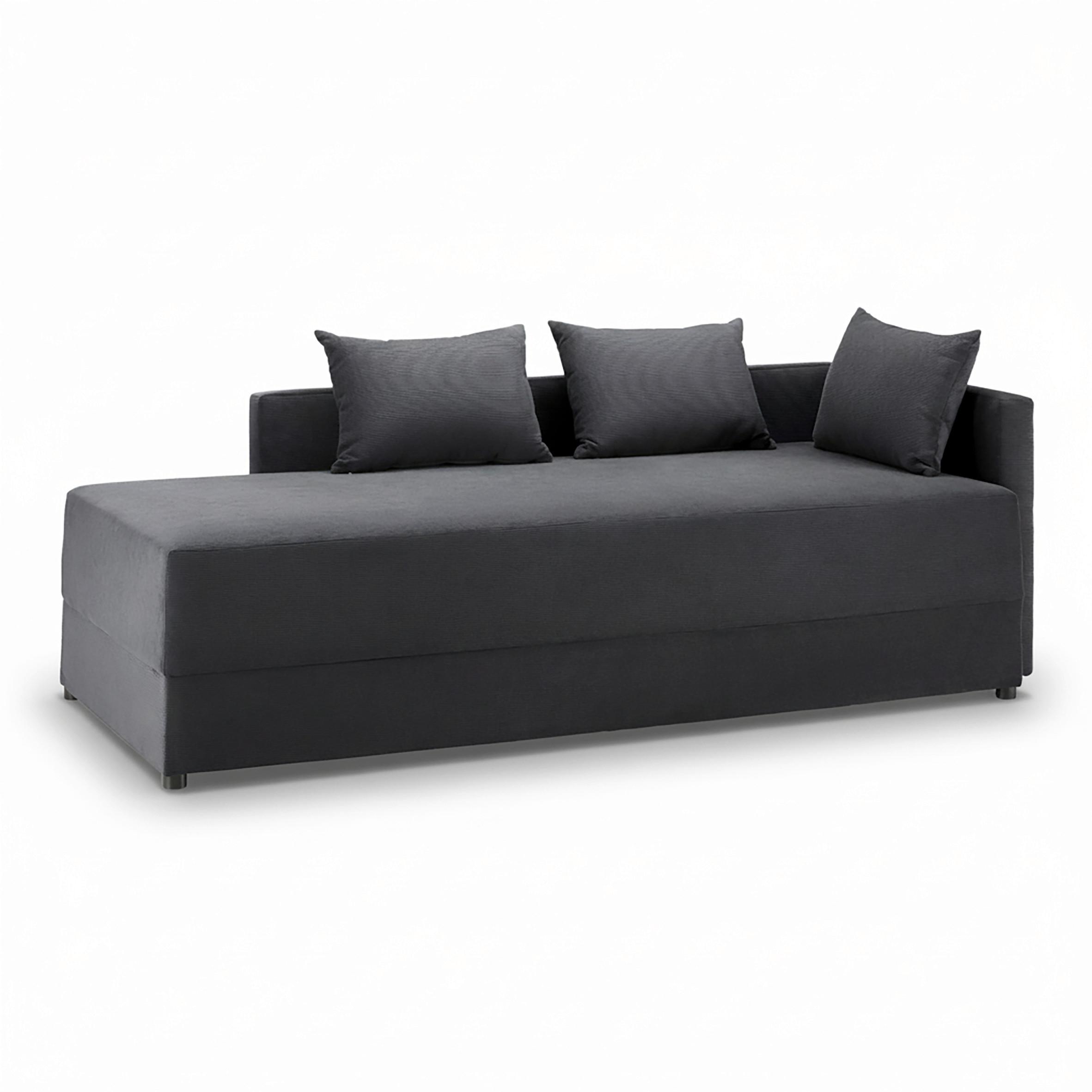 Sofa Elea Dunkelgrau Cord - Dunkelgrau/Schwarz, MODERN, Holz/Kunststoff (90/100/210cm) - Bessagi Home