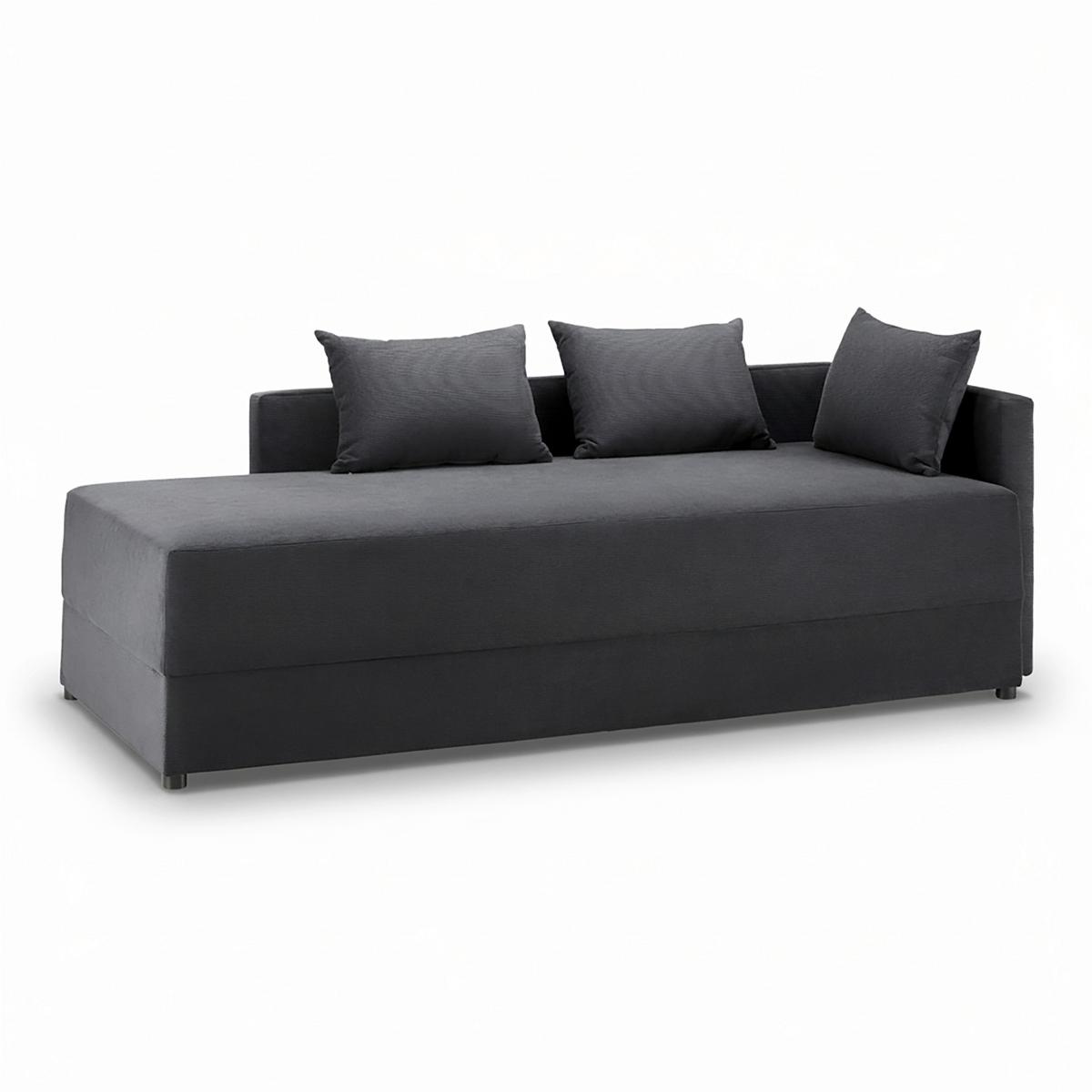 Sofa Elea Dunkelgrau Cord - Dunkelgrau/Schwarz, MODERN, Holz/Kunststoff (90/100/210cm) - Bessagi Home
