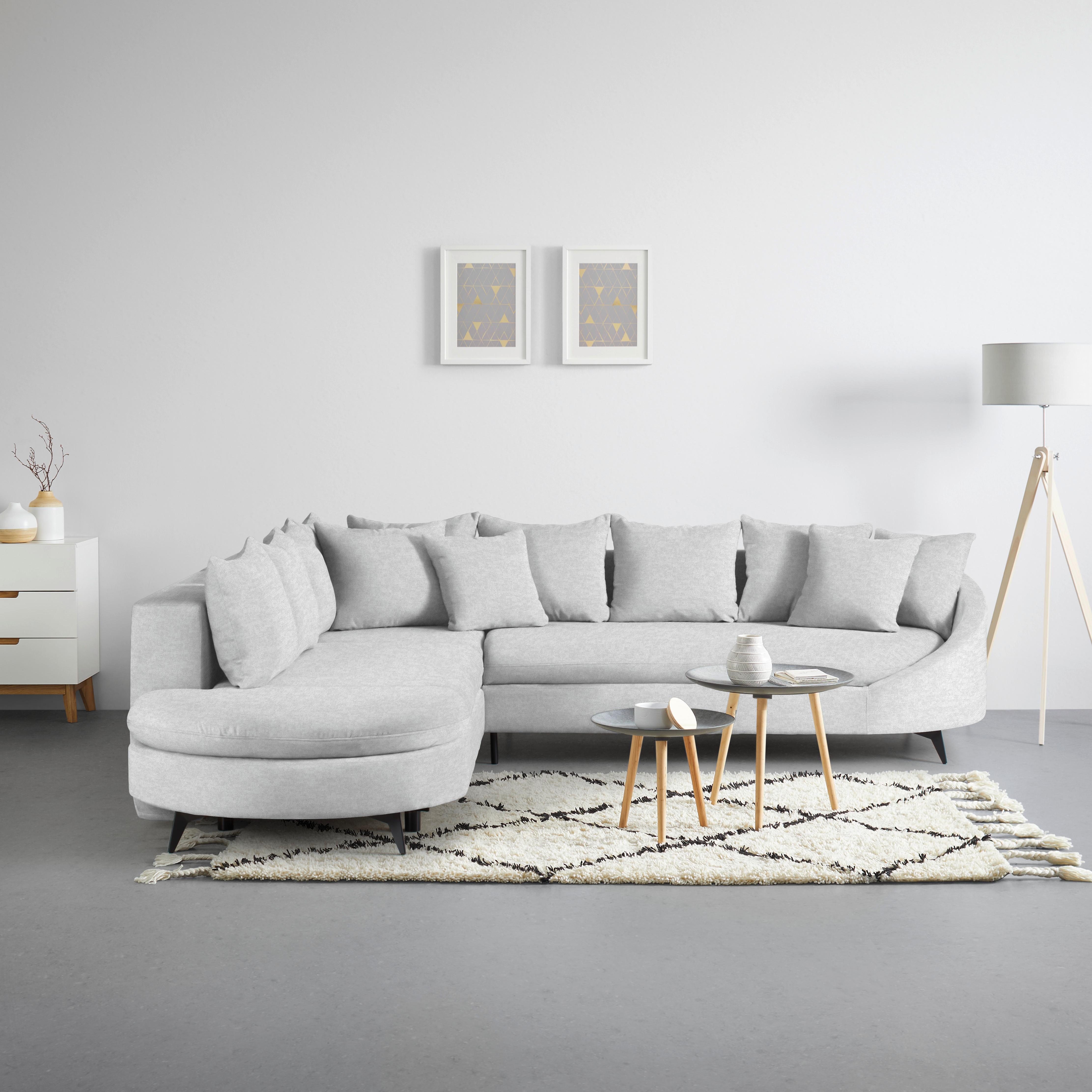 Ecksofa Axel Silberfarben - Silberfarben/Schwarz, MODERN, Textil/Metall (250/87/291cm) - Mömax