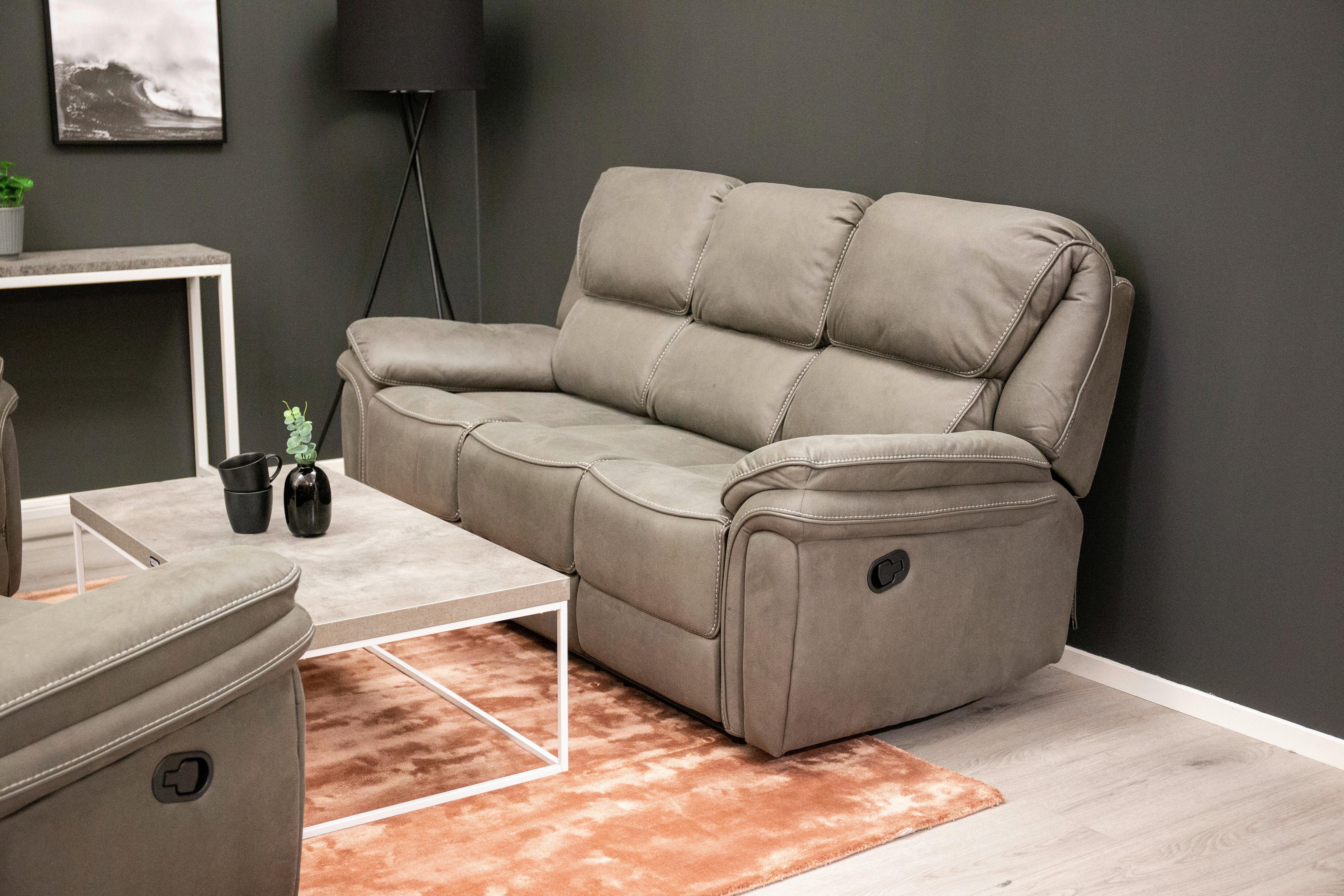 3-SITZER-SOFA SARANDA - Grau, Design, Textil/Metall (206/96/98cm) - Livetastic