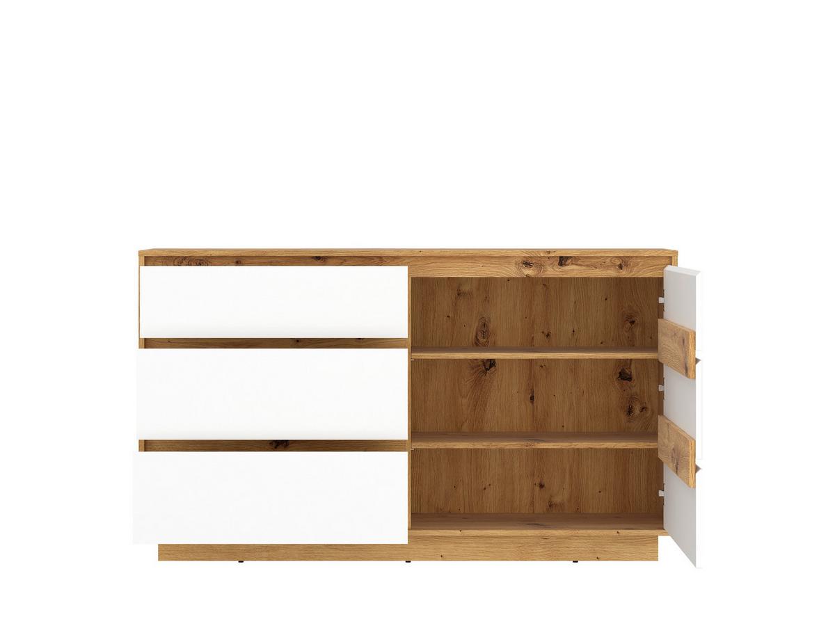 Comodă cu uși FOGGIA - alb/stejar Artisan, Trend, material pe bază de lemn (153,4/89,5/40cm) - Modern Living