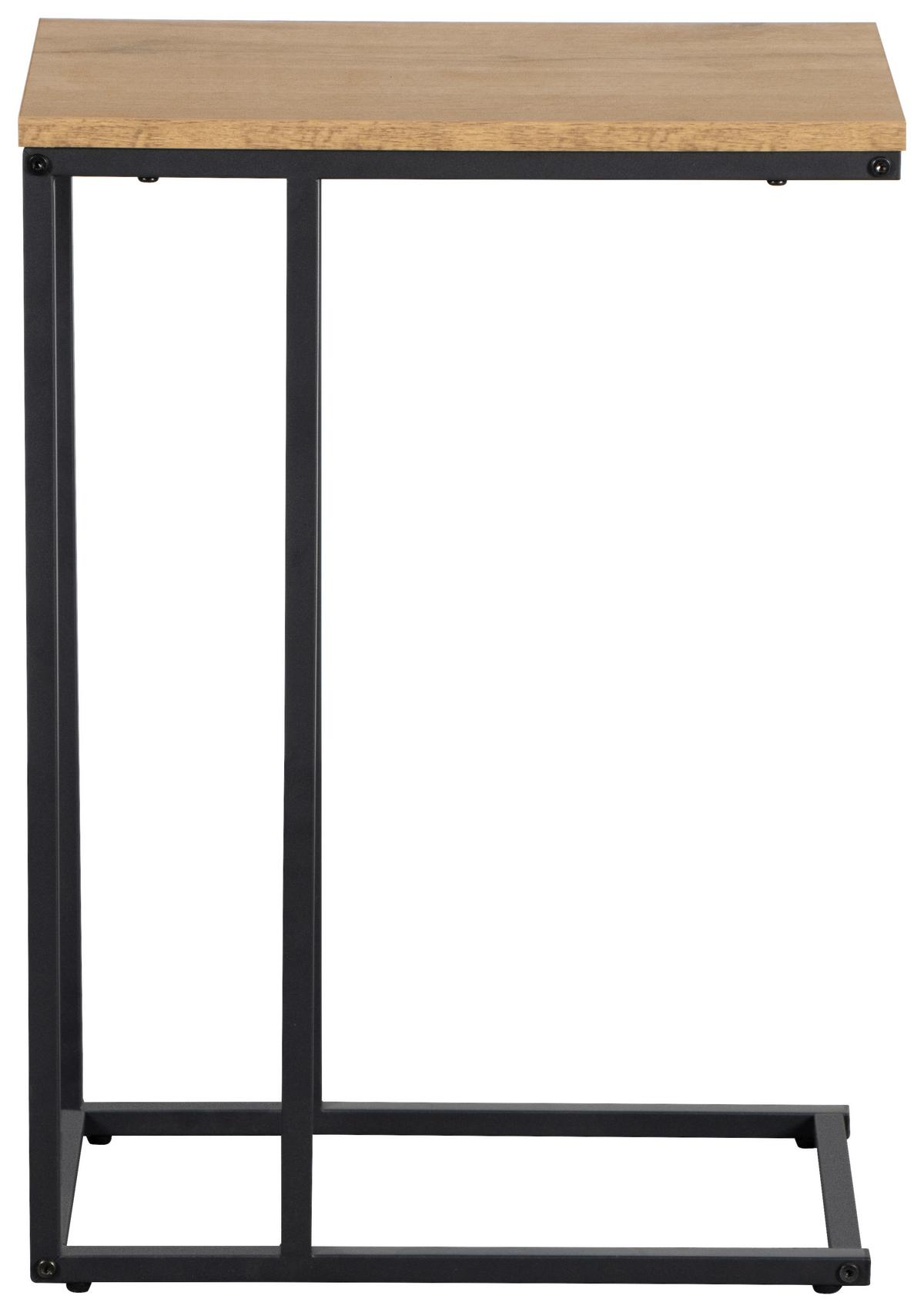 STOLIK BOCZNY LUCAS - kolor dębowy/czarny, Basics, materiał drewnopochodny/metal (45/25/64cm) - Boxxx