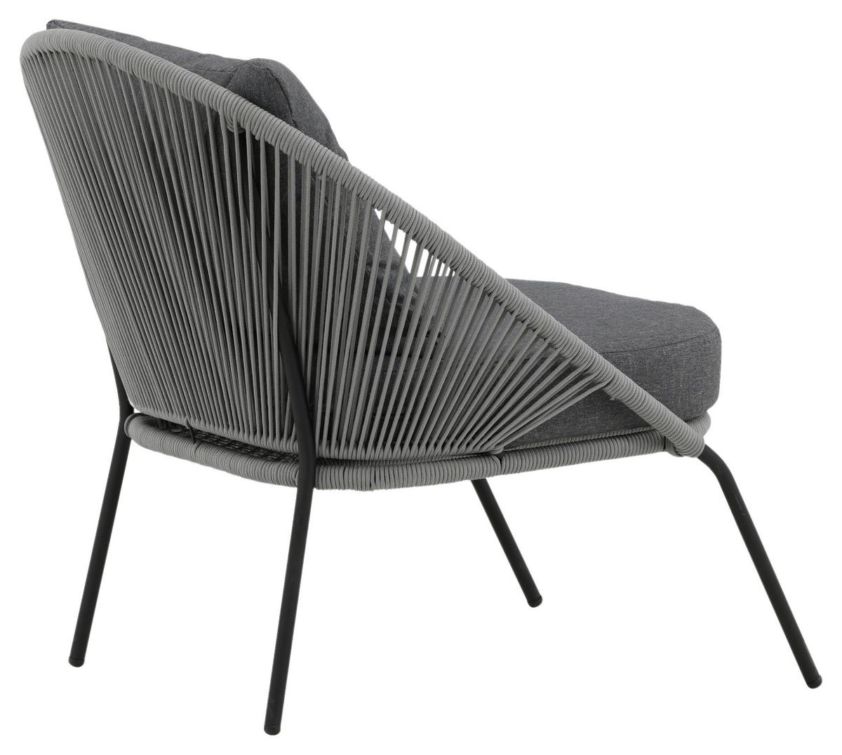 LOUNGESESSEL LINDOS - Schwarz/Grau, KONVENTIONELL, Kunststoff/Metall (73/78/85cm) - Gardenson