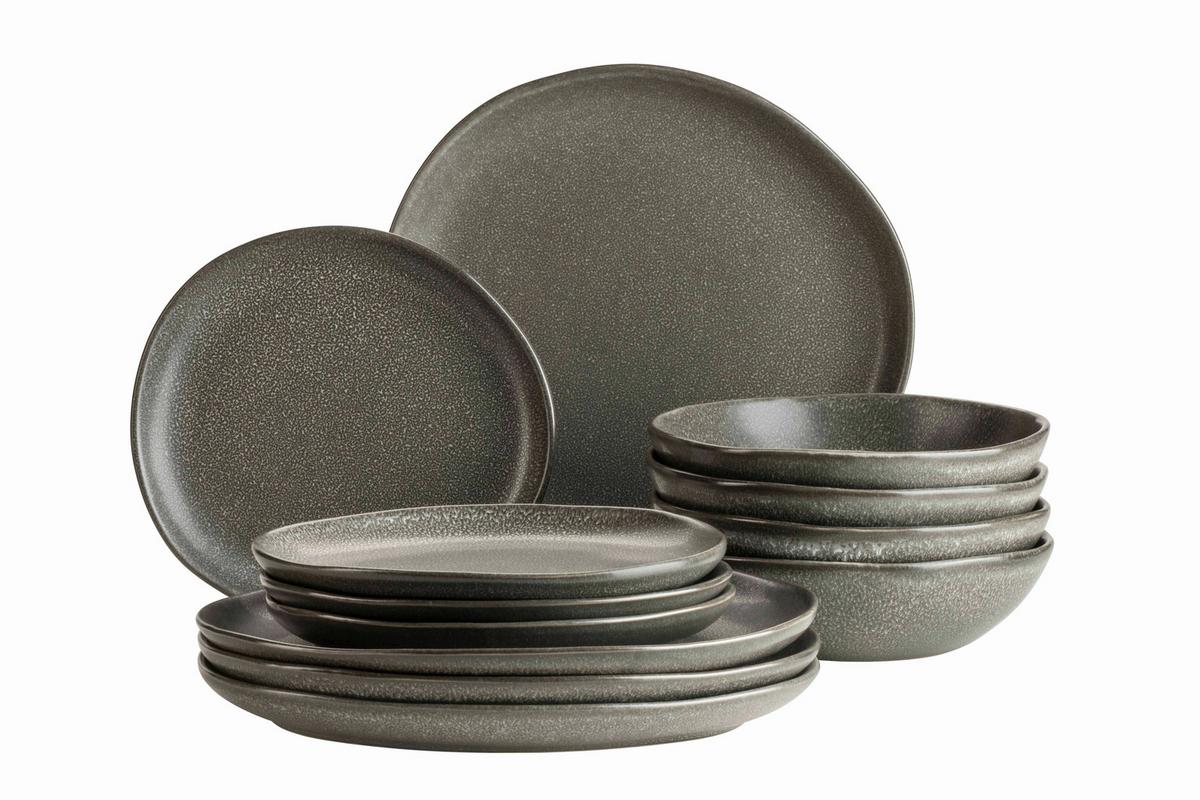 TAFELSERVICE MARLENA - Dunkelgrau, Basics, Keramik - Mäser