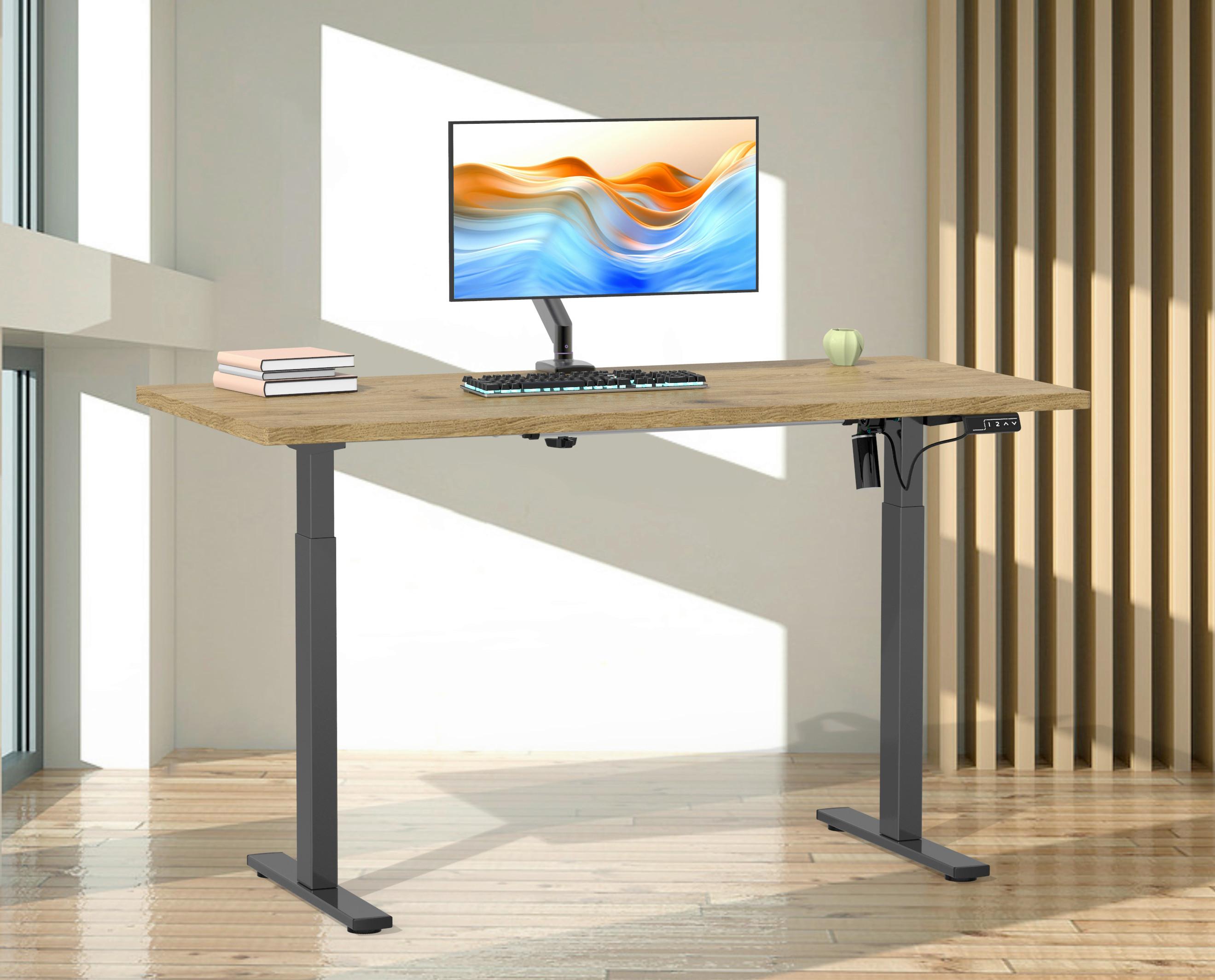 SCHREIBTISCH E-LONA - Honigeiche/Silberfarben, Design, Holzwerkstoff/Metall (140/71/80cm) - MID.YOU