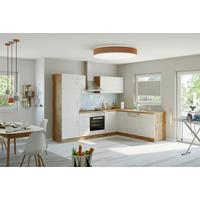 Eckküche Winkelblock mit Geräten ca. 210x270 cm Weiß - Chromfarben/Eiche Wotan, MODERN, Holzwerkstoff/Metall (210/270cm) - Held