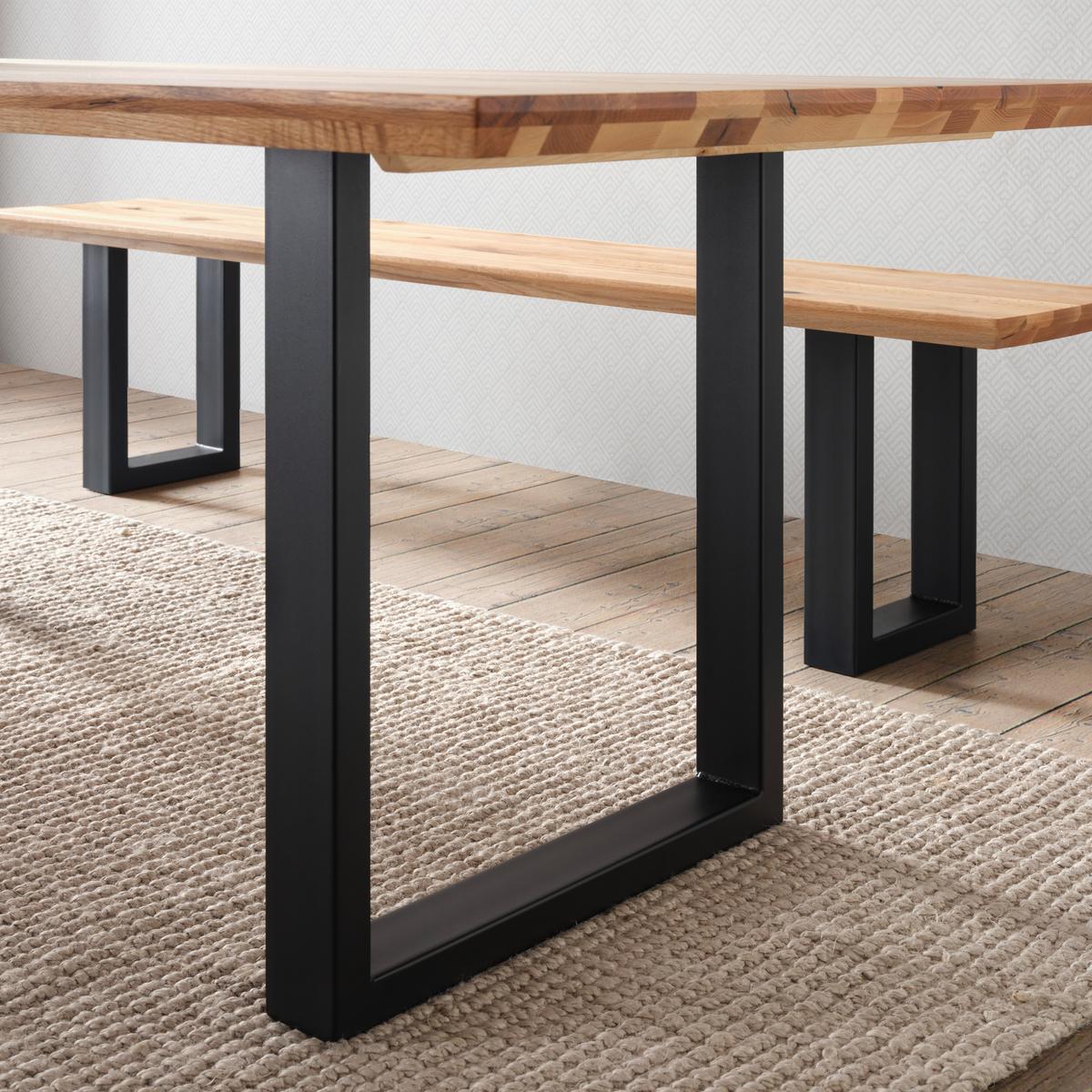 Esstisch in Schwarz/Eichefarben - Eichefarben/Schwarz, Modern, Holz/Metall (160/90/77cm) - Premium Living