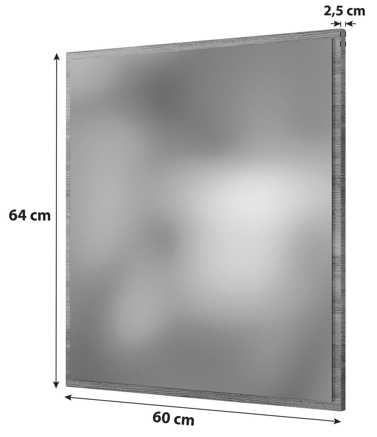 Badezimmerspiegel in Grau 'Arezzo' - Silbereichenfarben, Basics, Glas/Holzwerkstoff (60/64/2,5cm) - Held