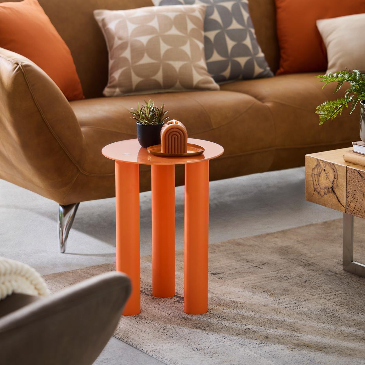 Beistelltisch Largo Orange - Orange, LIFESTYLE, Glas/Holz (35/47/35cm) - Based
