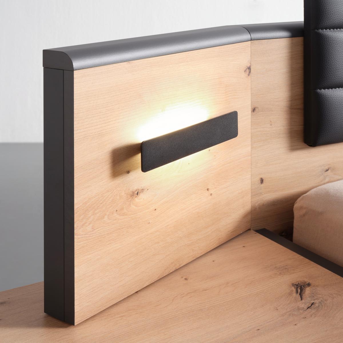 Bettanlage LEO ca. 180x200cm - Weiss/Graphitfarben, Konventionell, Holzwerkstoff/Textil (180/200cm) - Premium Living