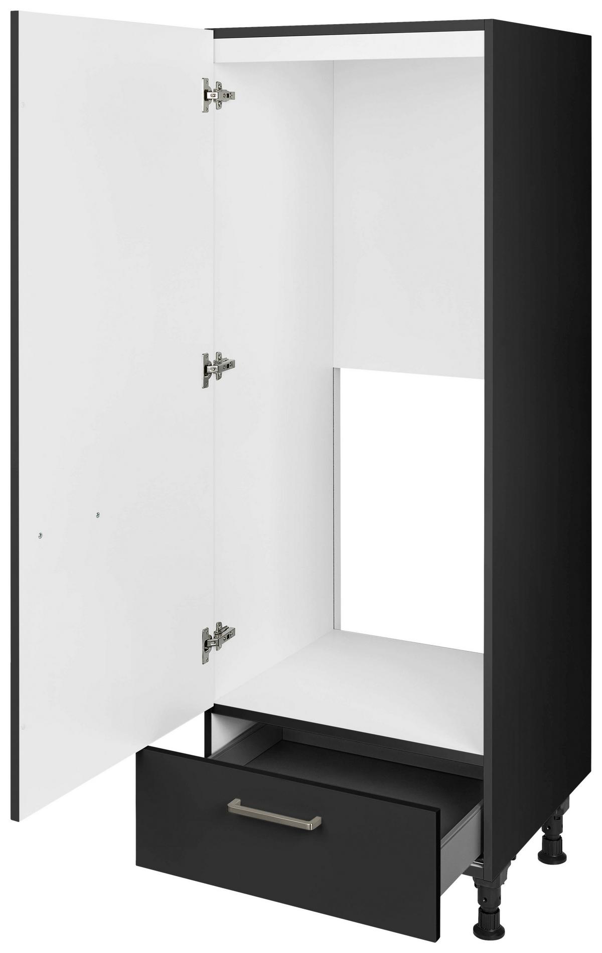 Geräteumbauschrank Touch Schwarz - Edelstahlfarben/Schwarz, MODERN, Holzwerkstoff/Metall (60/168/58cm) - Nobilia