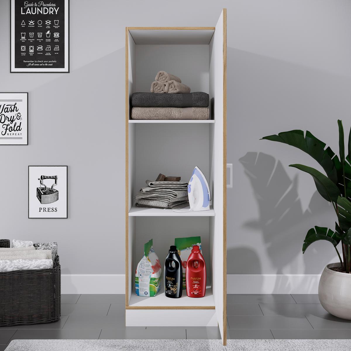 Wäscheschrank Rislo - Honigeiche/Weiss, Trend, Holzwerkstoff/Kunststoff (50/162/60cm) - MID.YOU