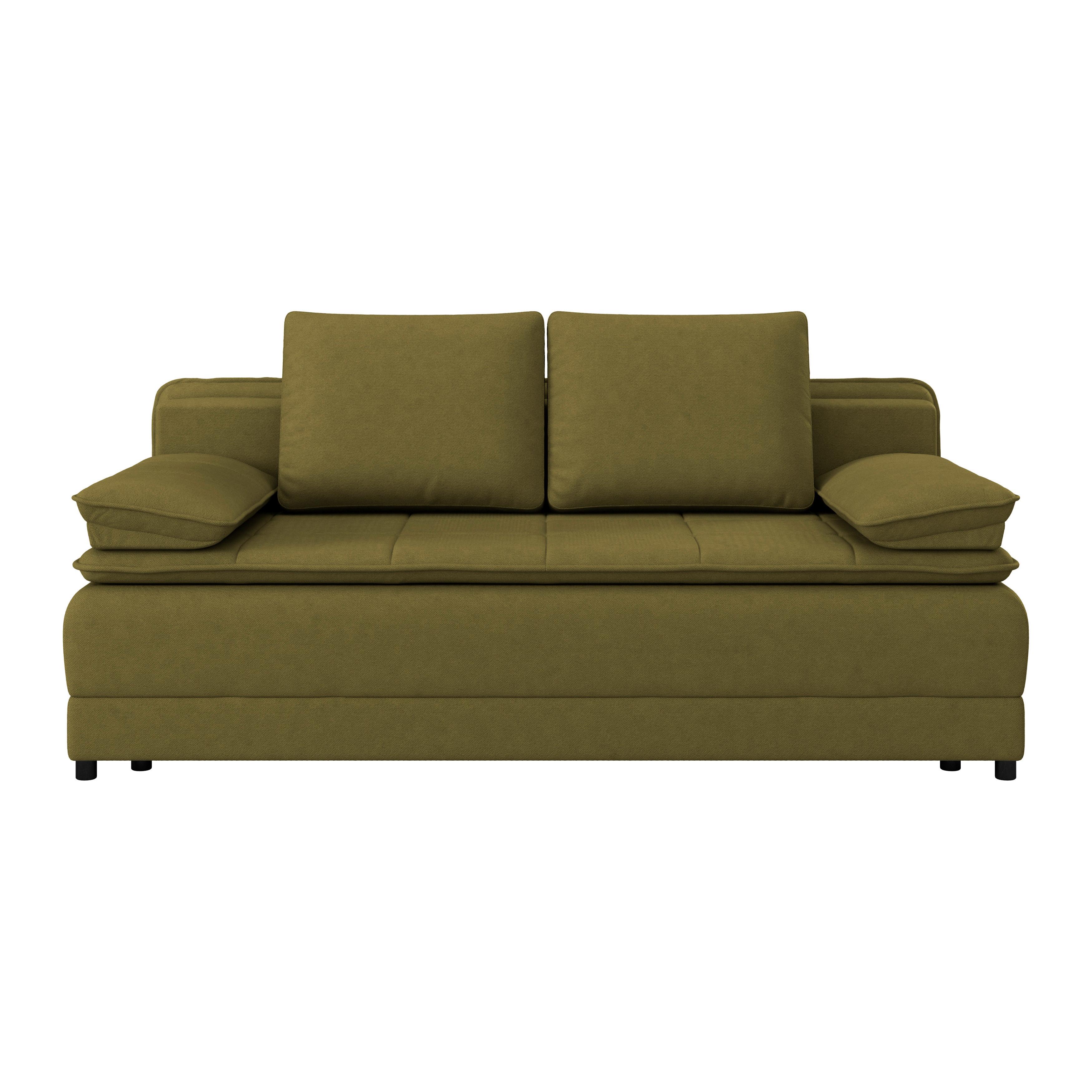 Trosjed Na Razvlačenje Alice - maslinasto zelena/crna, Moderno, tekstil/plastika (202/73-92/105cm) - Modern Living