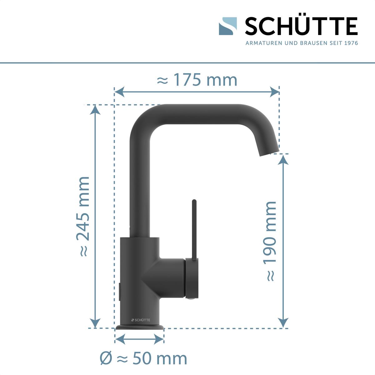 Waschtischarmatur Los Angeles Schwarz ca. 5x24,5x17,5cm - Schwarz, Basics, Metall (5/24,5/17,5cm) - Schütte