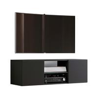 Lowboard Jusa Schwarz B: ca. 115 cm - Schwarz/Alufarben, MODERN, Glas/Holzwerkstoff (115/40/36cm) - MID.YOU