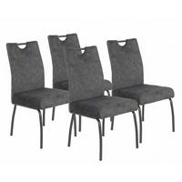 STUHL-SET EVELYN I S 4ER-SET - Anthrazit/Grau, MODERN, Textil/Metall (50/97/62cm) - MID.YOU