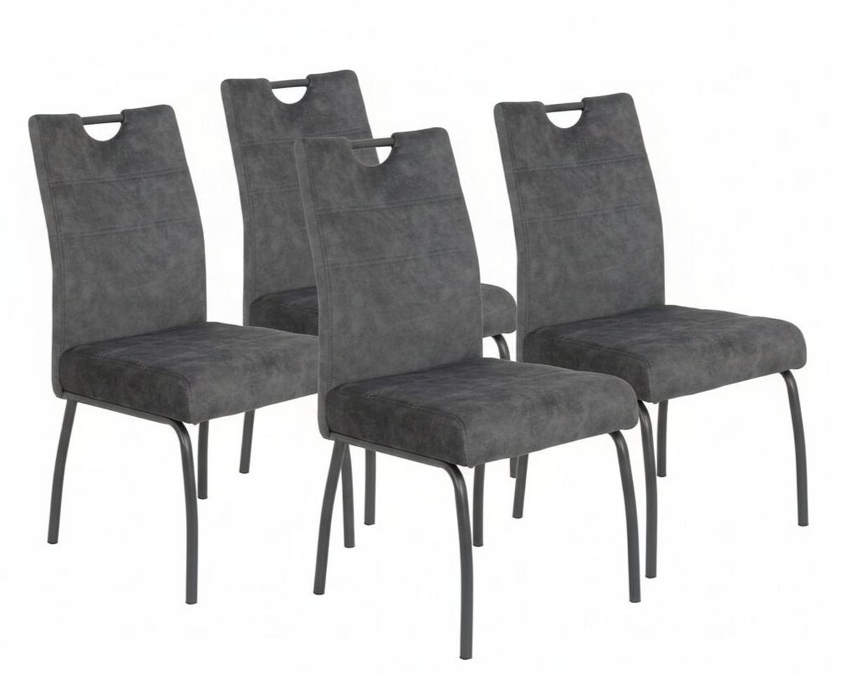 STUHL-SET EVELYN I S 4ER-SET - Anthrazit/Grau, MODERN, Textil/Metall (50/97/62cm) - MID.YOU