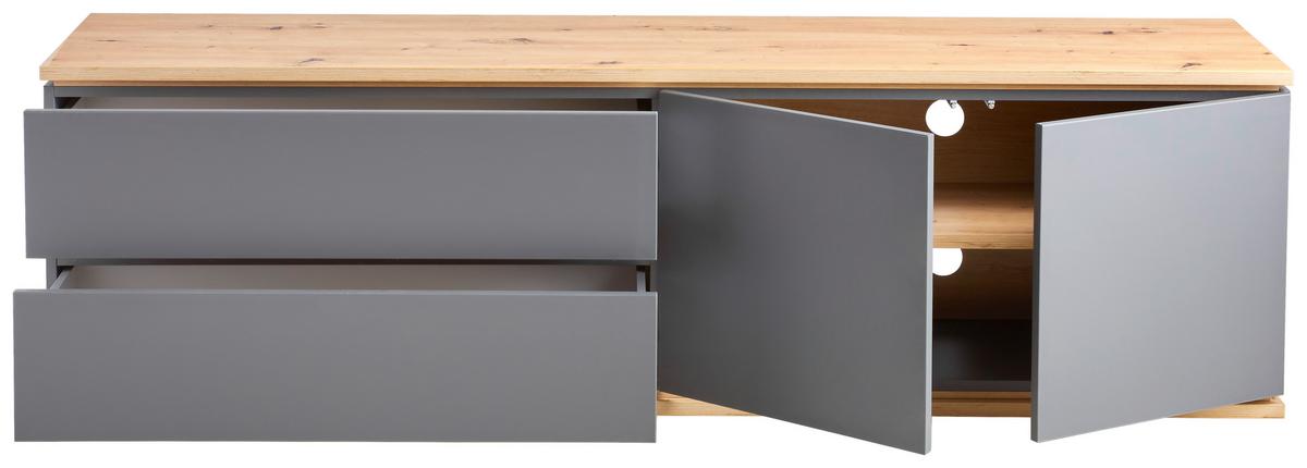 KOMODA NISKA YAMAEL - czarny/kolor grafitowy, Design, materiał drewnopochodny/tworzywo sztuczne (184/54/42cm) - Xora