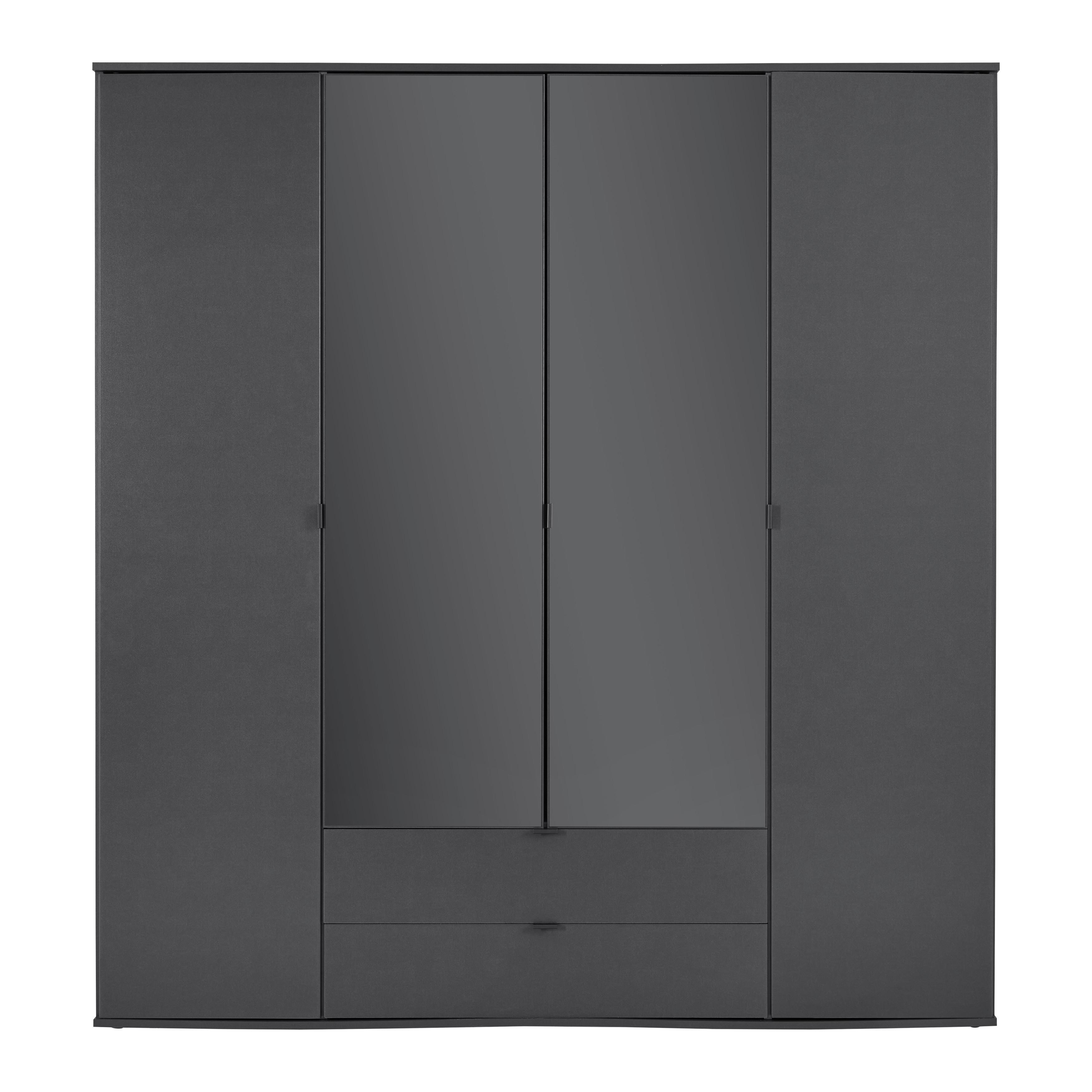 Drehtürenschrank Avila Grau - Grau, Konventionell, Glas/Holzwerkstoff (181/194/53cm) - Mömax