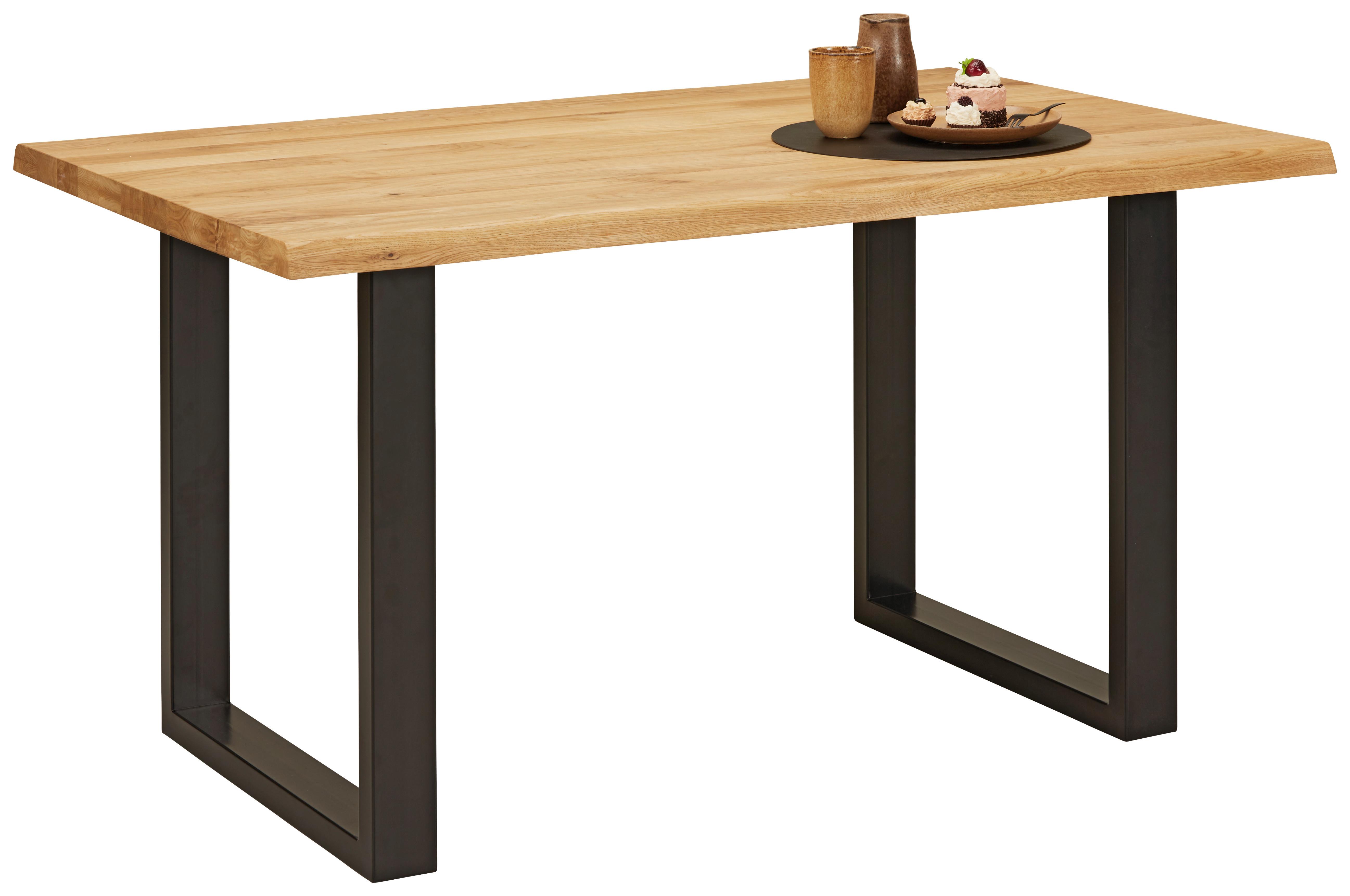 Étkezőasztal Canu - Tölgyfa/Fekete, modern, Fa/Fém (140/90/75cm) - Zandiara