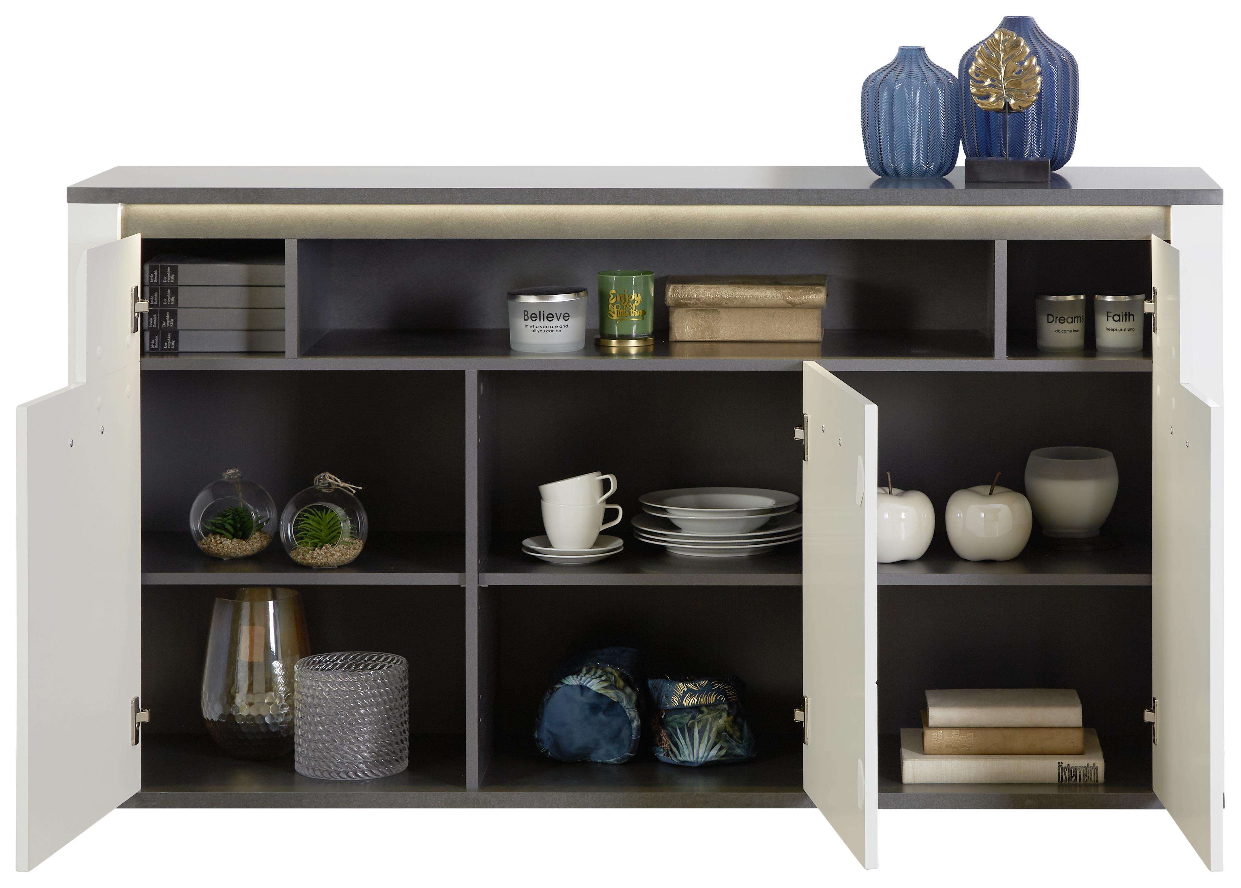 Komoda Alassio - barve kroma/črna, Moderno, kovina/umetna masa (156,3/86,2/40,5cm) - Premium Living