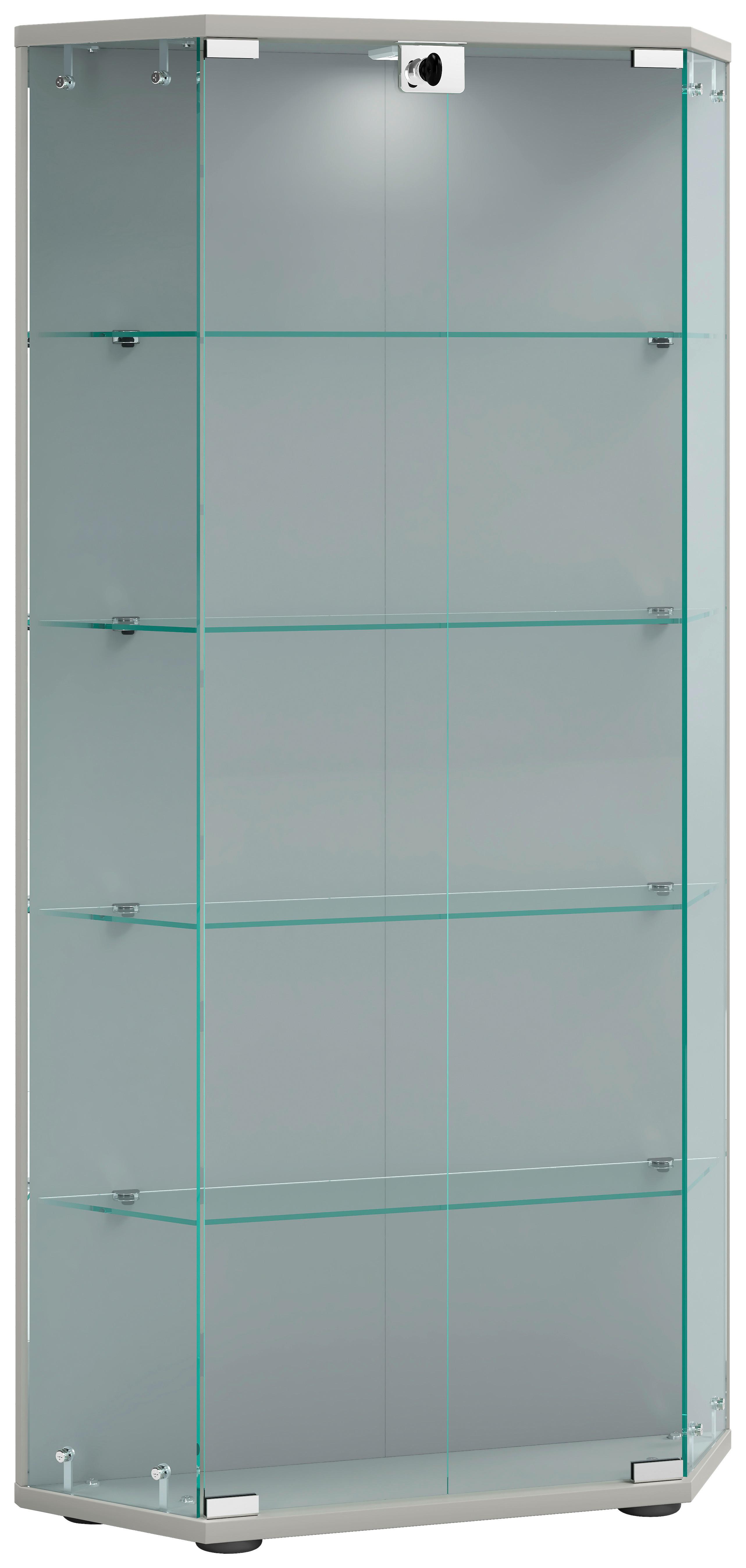 VITRINE CENILA L - Transparent/Silberfarben, Design, Glas/Holzwerkstoff (83/114/17cm) - MID.YOU