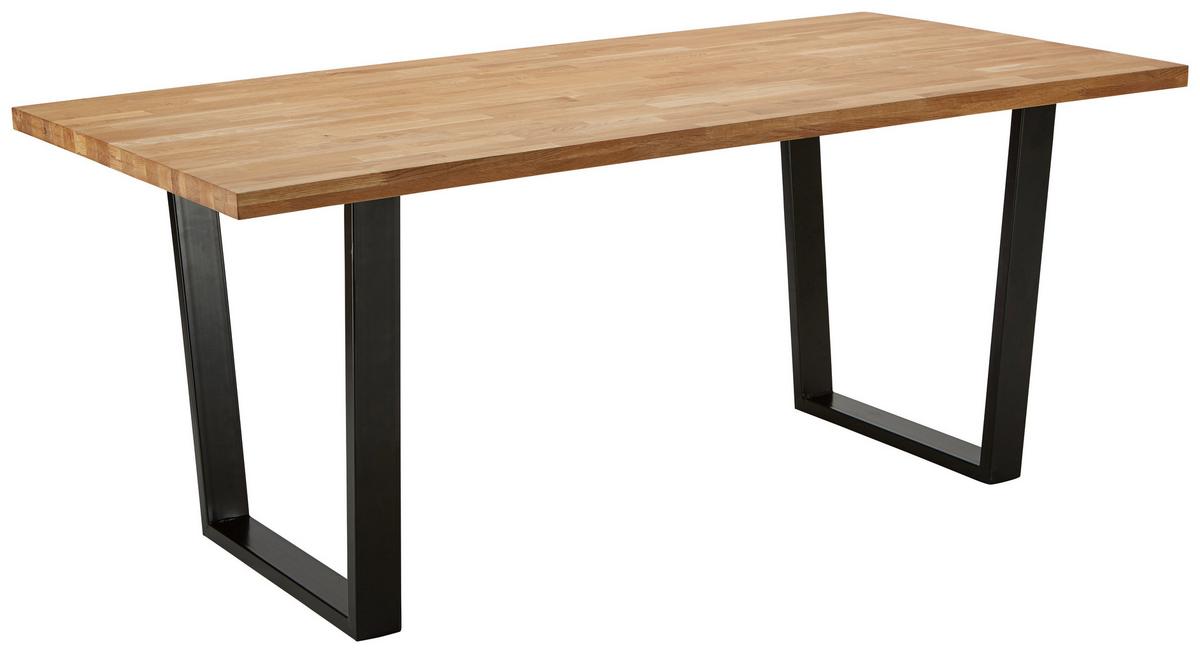 Esstisch Kayla Eichefarben Echtholz ca. 180/90/76 cm - Eichefarben/Schwarz, MODERN, Holz/Metall (180/90/76cm) - Bessagi Home