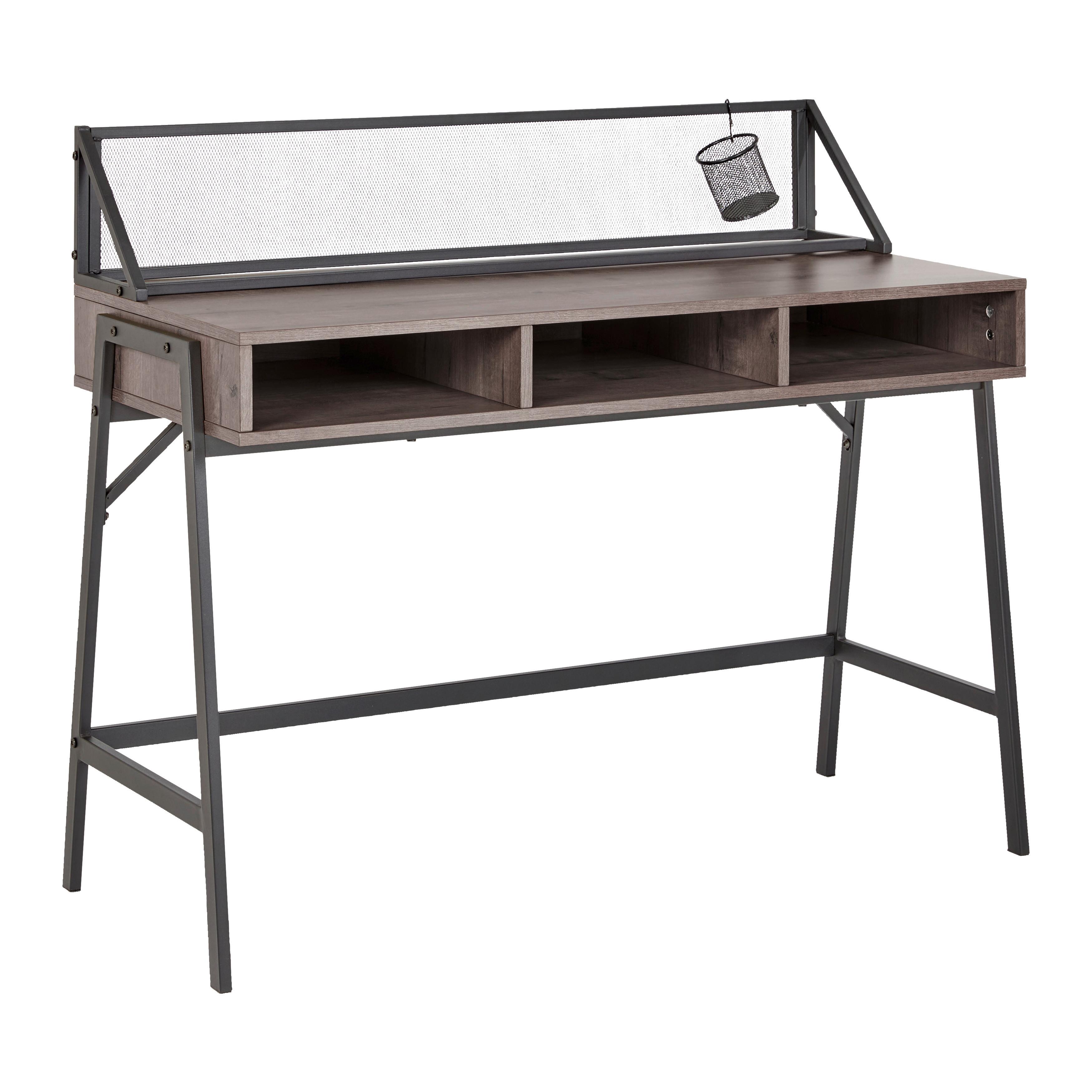 Schreibtisch Lena Nuss MDF ca. 110x50 cm - Nussbaumfarben/Schwarz, MODERN, Metall (110/50/96cm) - Bessagi Home