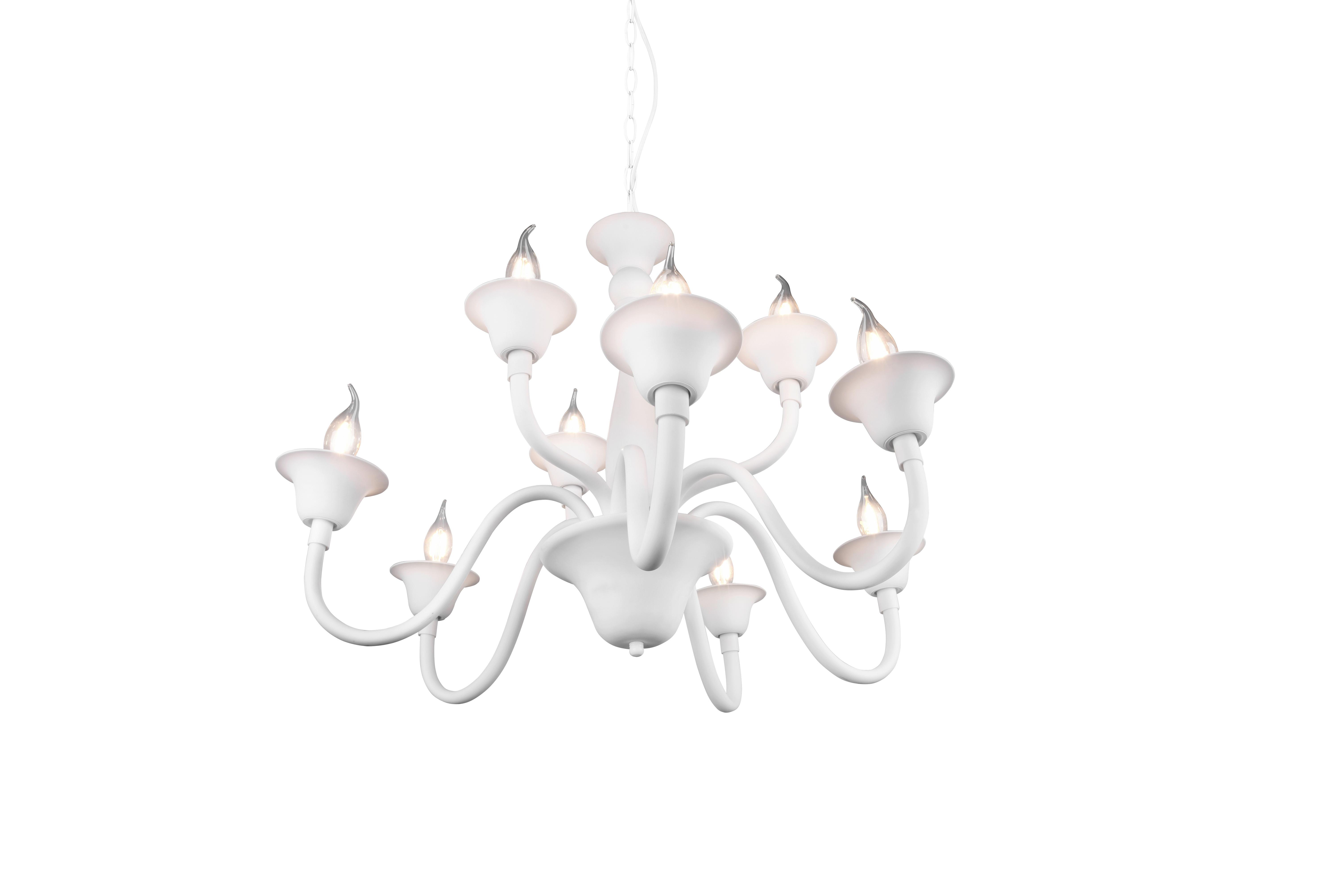 Kronleuchter Elsa Weiß max. 40 Watt - Weiß, ROMANTIK / LANDHAUS, Kunststoff/Metall (72/150cm) - Trio Leuchten