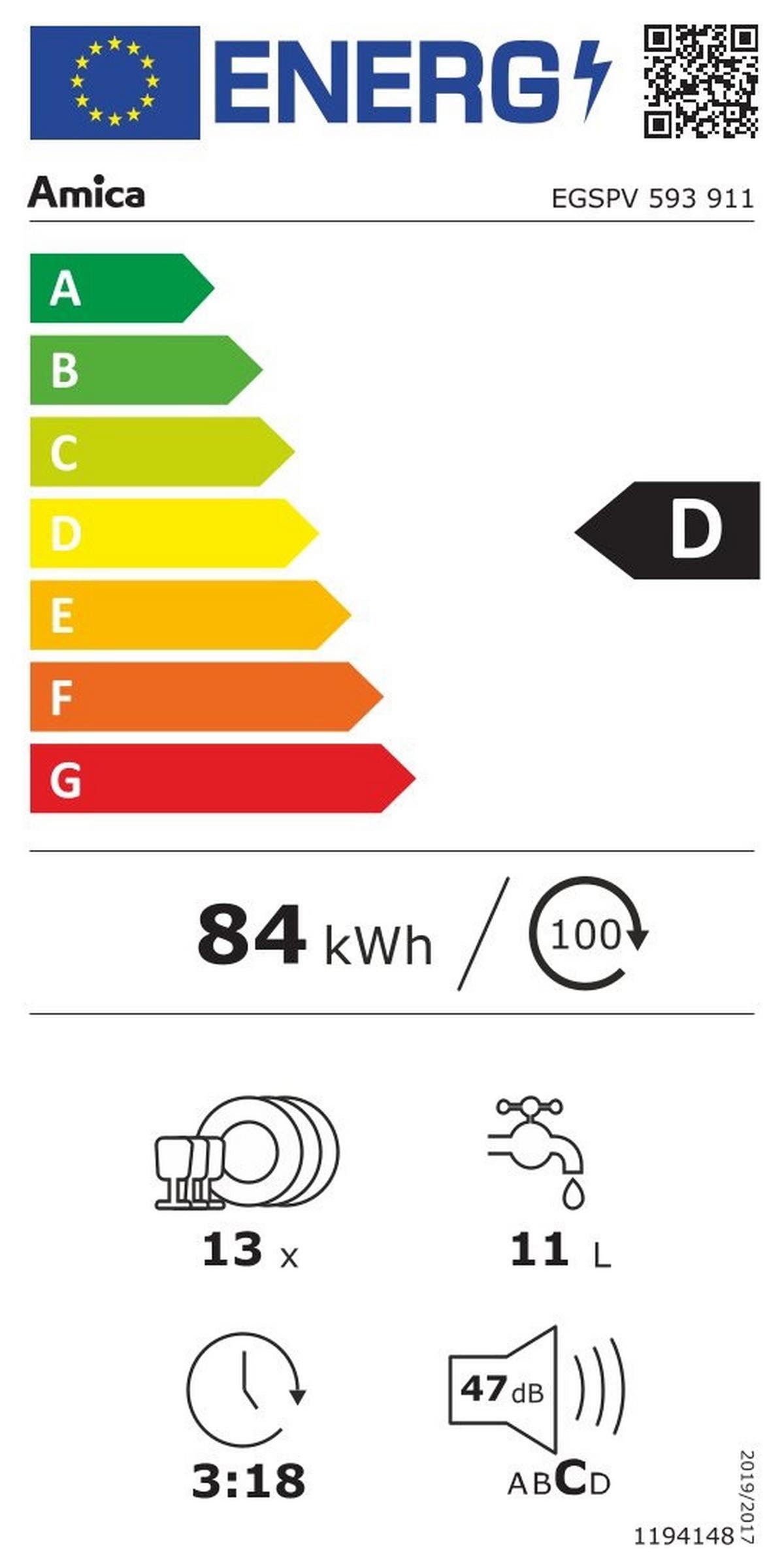 Geschirrspüler EGSPV593911 - Silberfarben, MODERN, Metall (59,8/81,5/55cm) - Amica